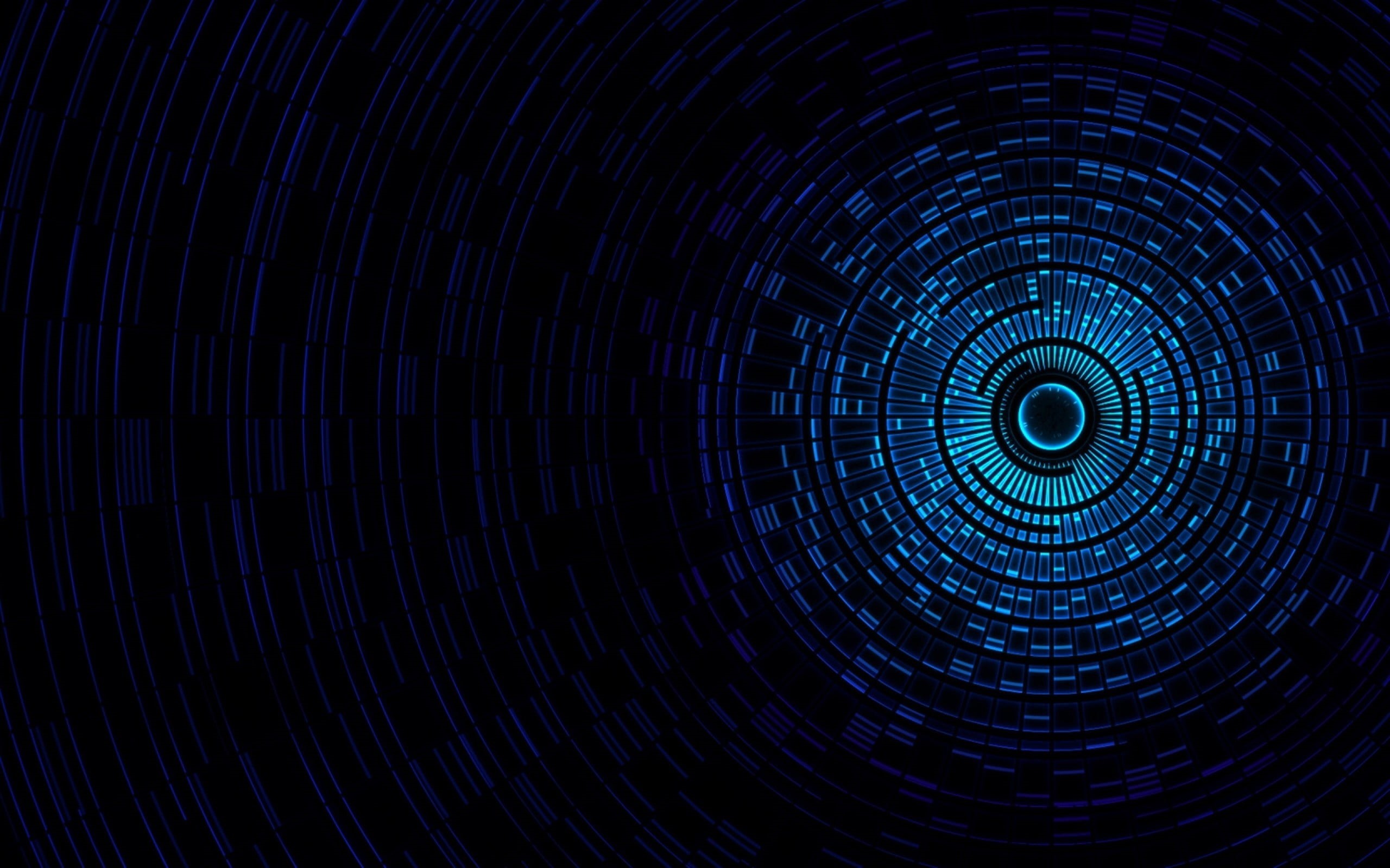 circle, swirl, technology, geometric shape, concentric, shape, blue, 2K, full frame, backgrounds, motion, spiral, distorted image, night, pattern, illuminated, HD Wallpaper