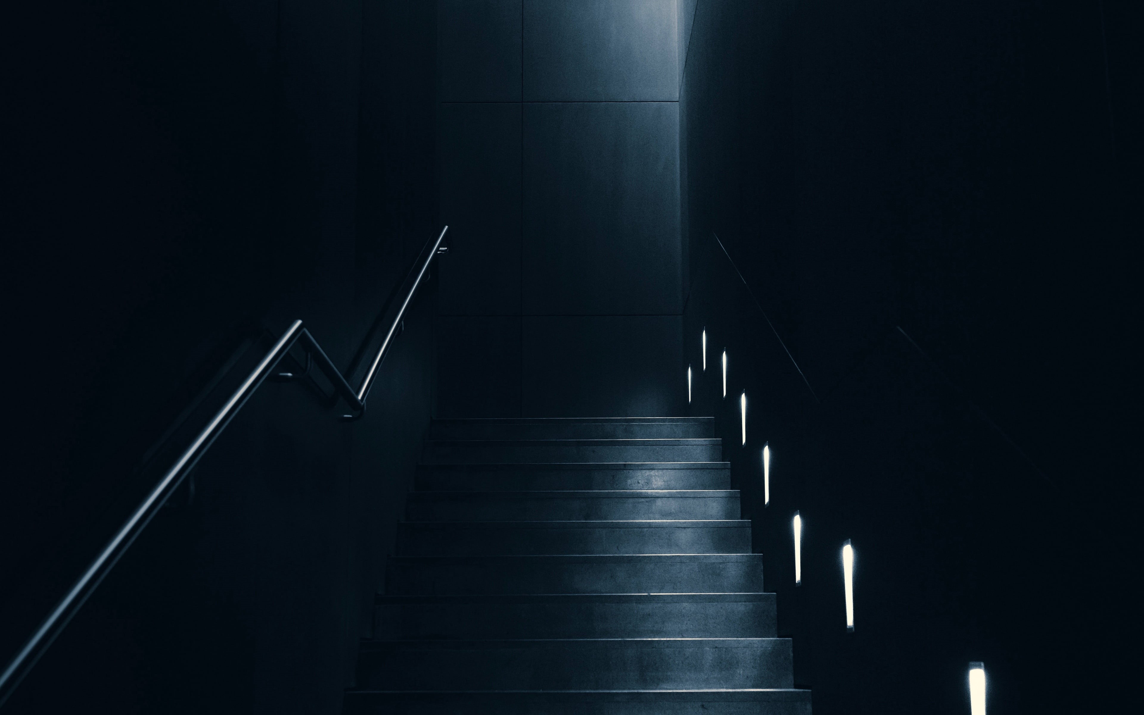 4K, staircase, room, 4k ultra hd background, lighting, dark, interior, backlight, HD Wallpaper