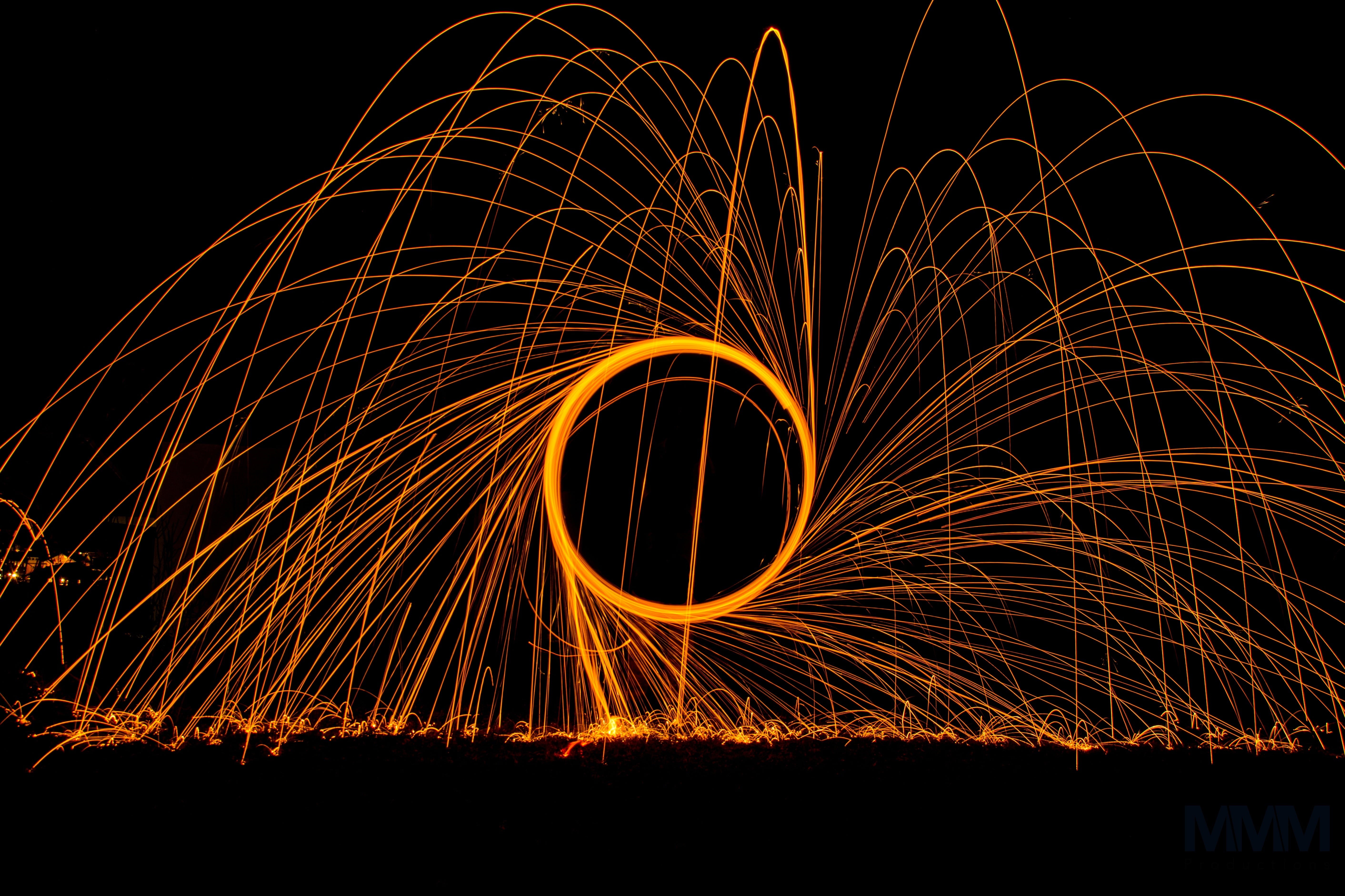 abstract, color, artwork, orange color, violet, circle, nature, district, burning, snow, glowing, serene, sparks, pattern, photo graphics, christmas, wire wool, HD Wallpaper