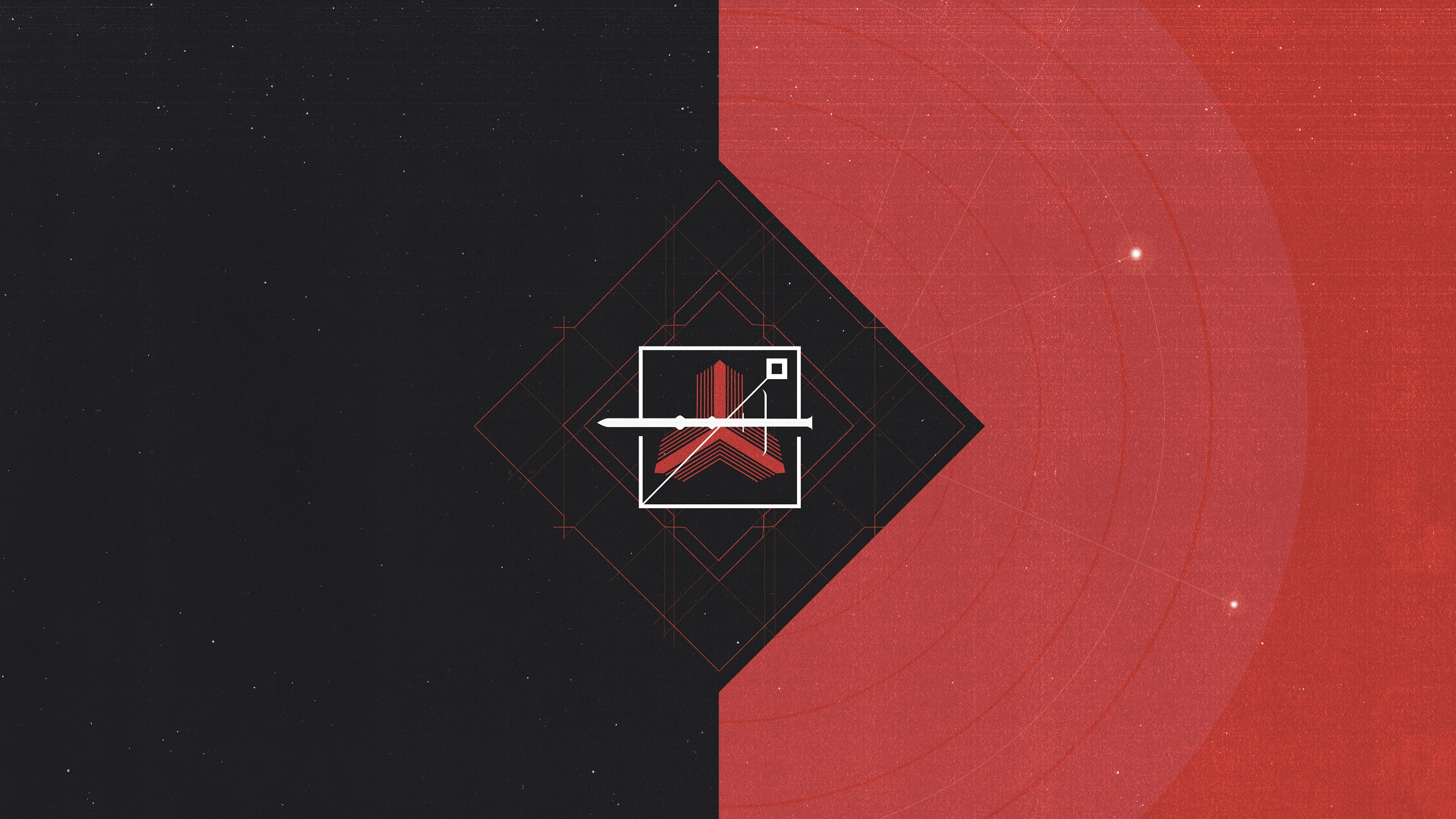 Vasco Mendes da Silva, geometric figures, red, digital art, 2K, black, Destiny 2 (video game), HD Wallpaper