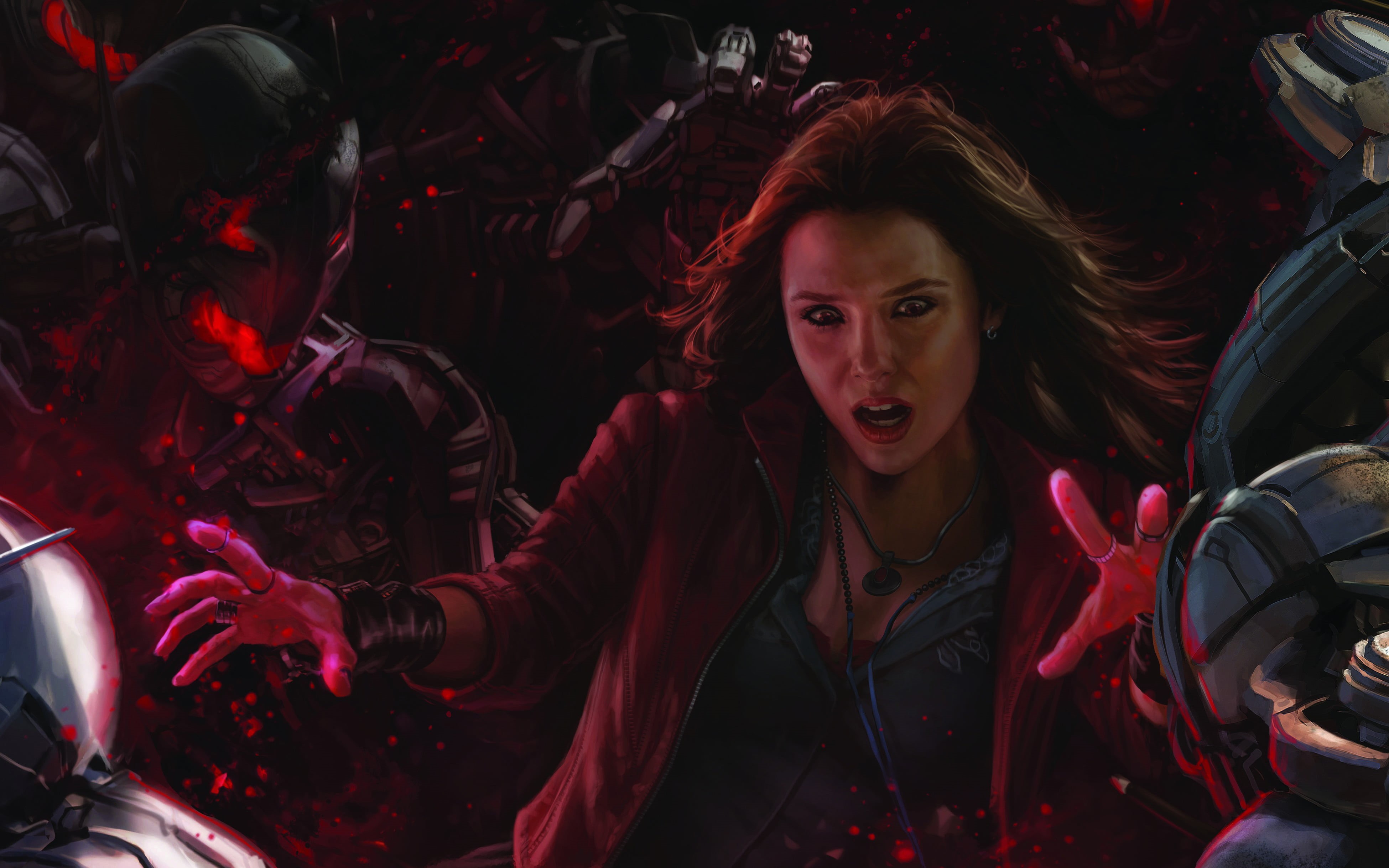 leather, Elizabeth Olsen, Avengers, one Person, headshot, zip, females, car, waist up, men, 4K, beautiful, s, long hair, hairstyle, young Adult, adult, HD Wallpaper