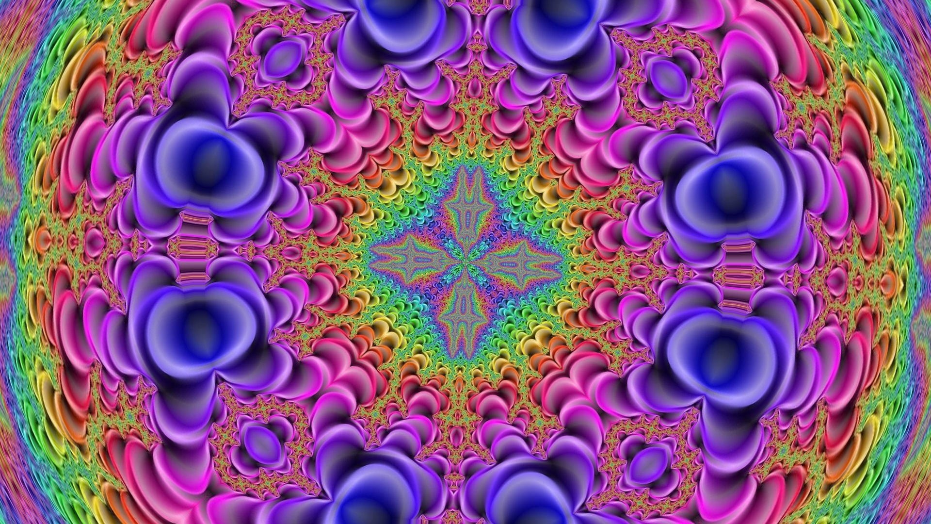 shape, close-up, ornate, creativity, design, pink color, multi colored, fractal, multicolored, full frame, blue, vibrant color, backgrounds, kaleidoscope, HD Wallpaper