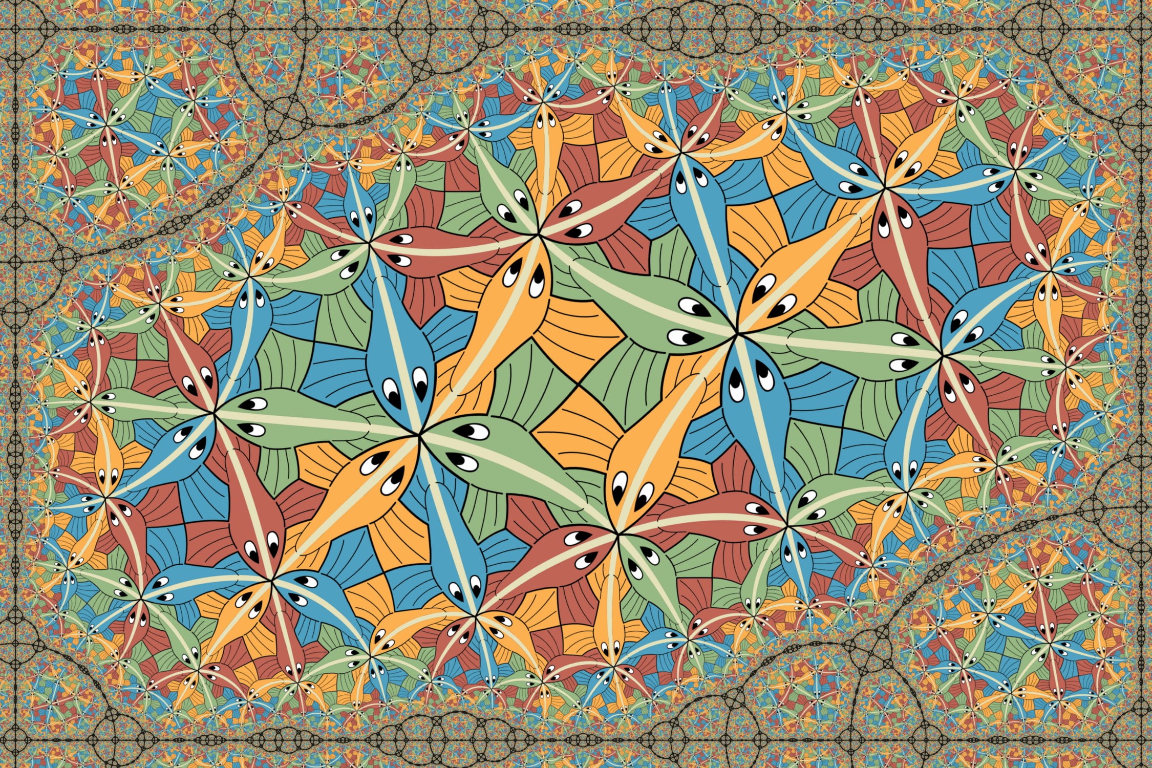 painting, architecture, full frame, fish, 1080P, floral pattern, day, large group of objects, optical illusion, communication, close-up, no people, choice, HD Wallpaper