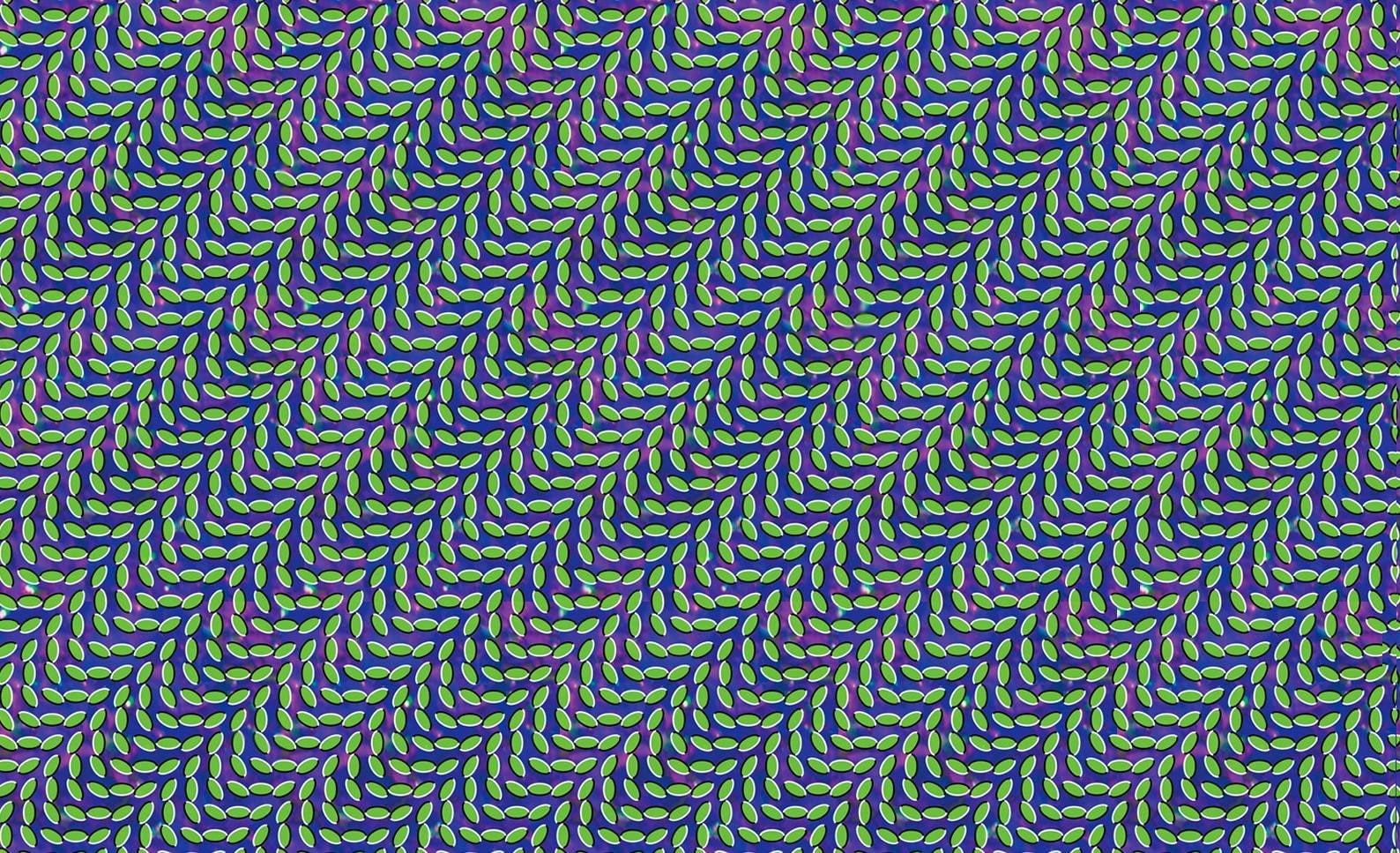leaves, backgrounds, metal, Animal Collective, green color, design, full frame, Merriweather Post Pavilion, repetition, close-up, Optical Illusion, 720P, HD Wallpaper