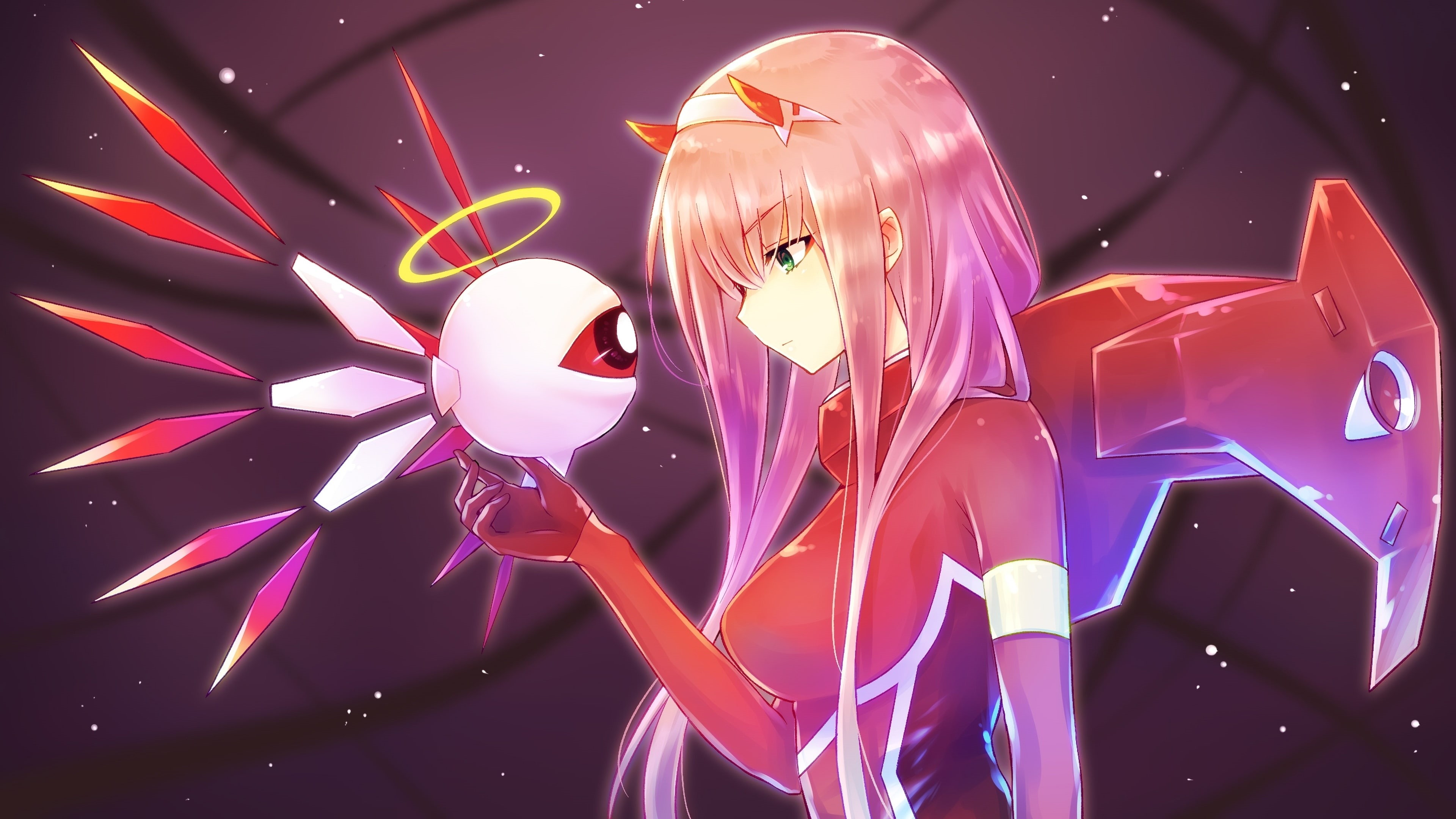 4K, pink hair, Zero Two (Darling in the FranXX), anime, Darling in the FranXX, Kirby 64: The Crystal Shards, Kirby, anime girls, HD Wallpaper