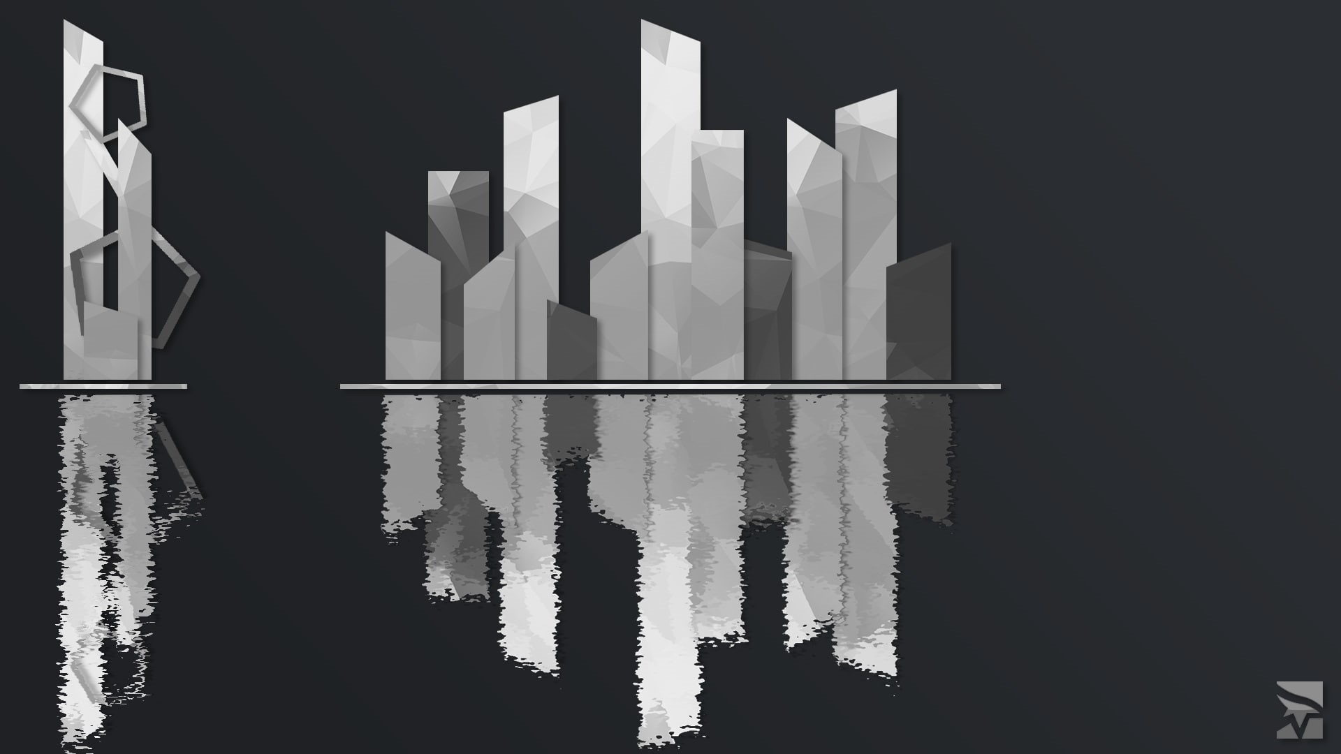 white, black, 1080P, geometry, city, The Shard, abstract, Mirrors Edge, reflection, HD Wallpaper