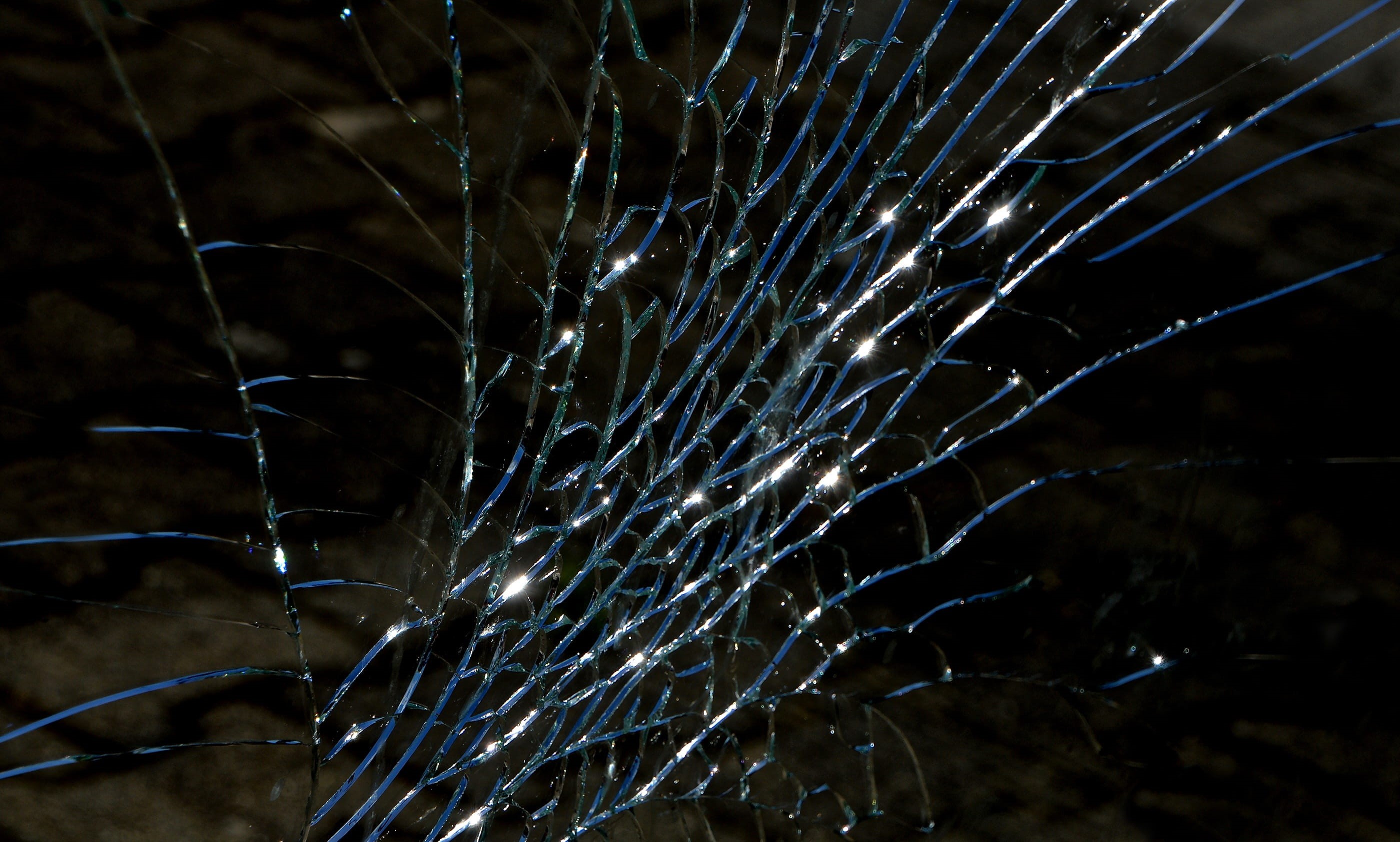 night, spider web, vulnerability, no people, pattern, hole, fragile, destruction, accident, nature, jumped, close, tranquility, water, motion, 2K, splitter, HD Wallpaper