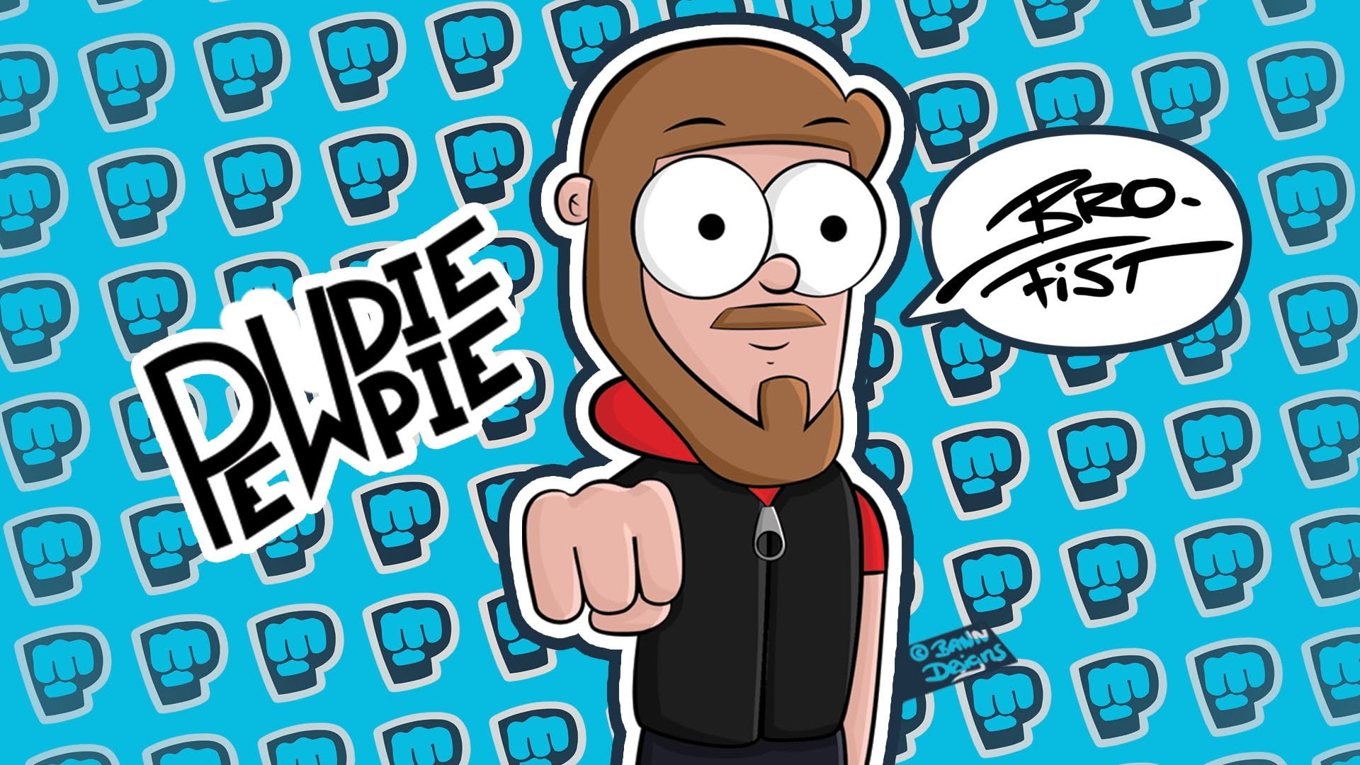 YouTube, 1080P, fist, blue background, Pewdiepie, HD Wallpaper