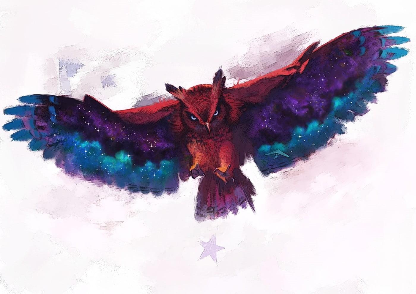 watercolor painting, owl, art and craft, red, beauty in nature, white background, digital composite, creativity, 720P, fragility, painting, animal themes, HD Wallpaper