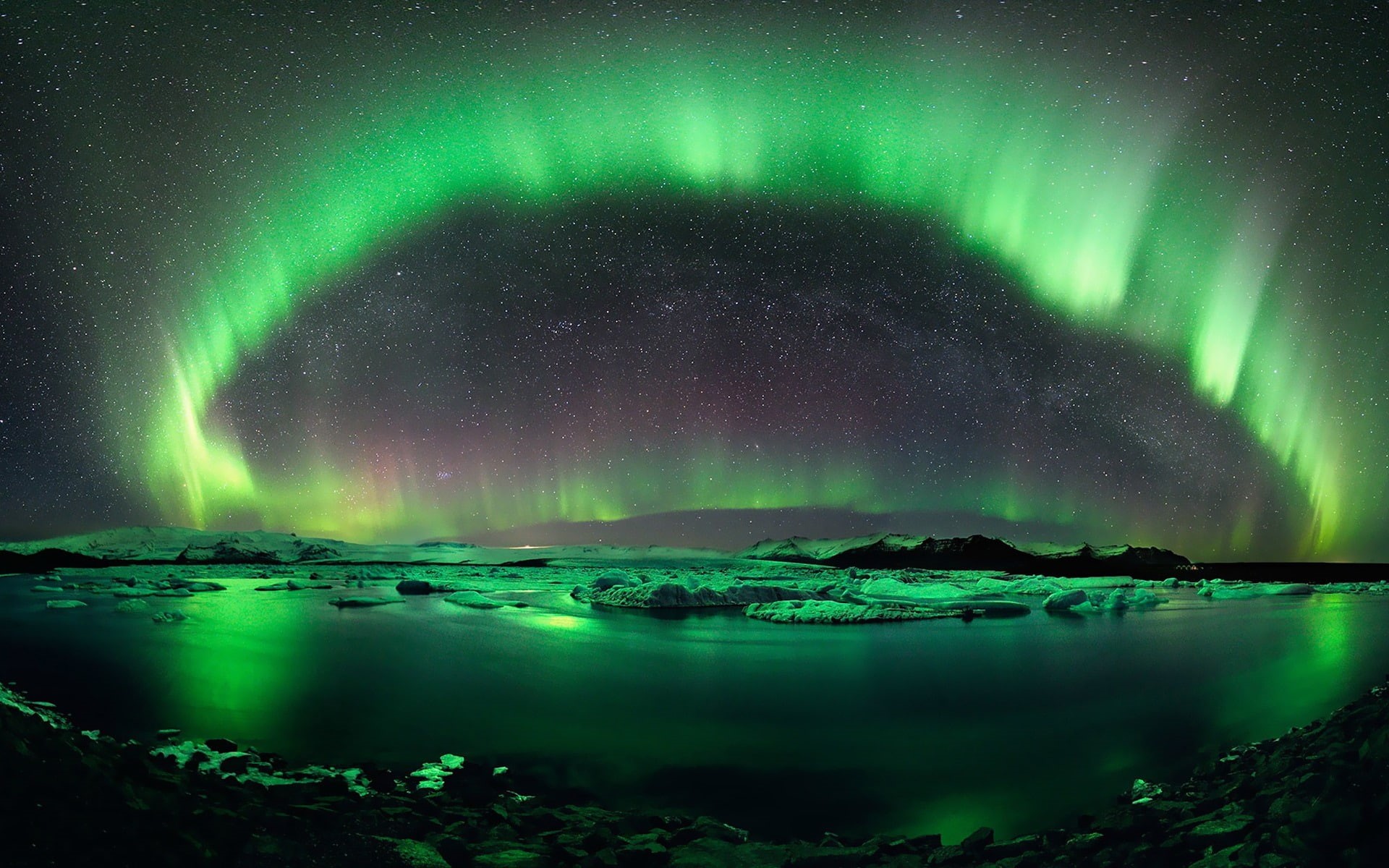 lagoon, 1080P, sky, scenics - nature, environment, no people, star - space, nature, sea, beauty in nature, travel destinations, aurora, night, photo, beautiful, HD Wallpaper