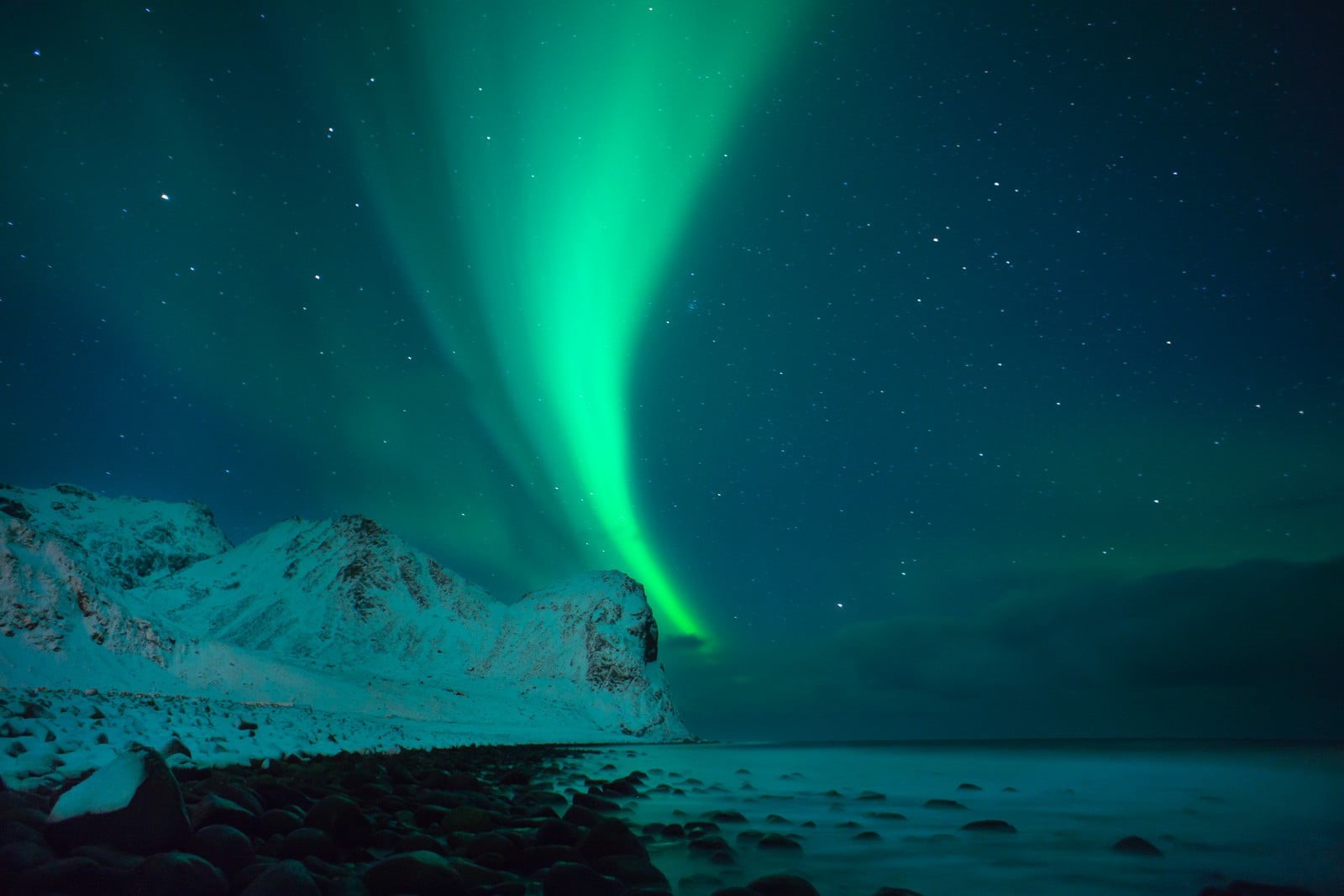 no people, winter, Aurora, sea, beauty in nature, scenics - nature, 720P, tranquility, tranquil scene, aurora polaris, environment, astronomy, walpaper, HD Wallpaper
