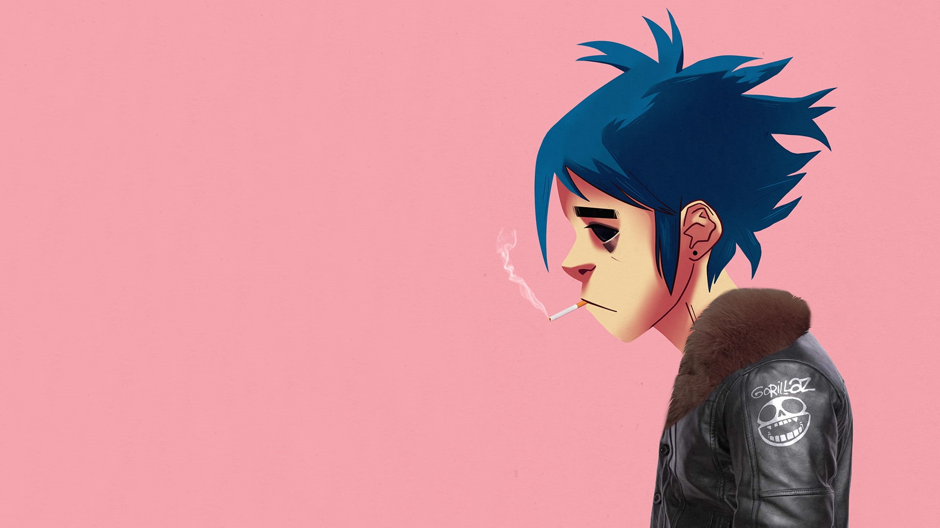 simple background, Gorillaz, 2D, smoking, 1080P, HD Wallpaper