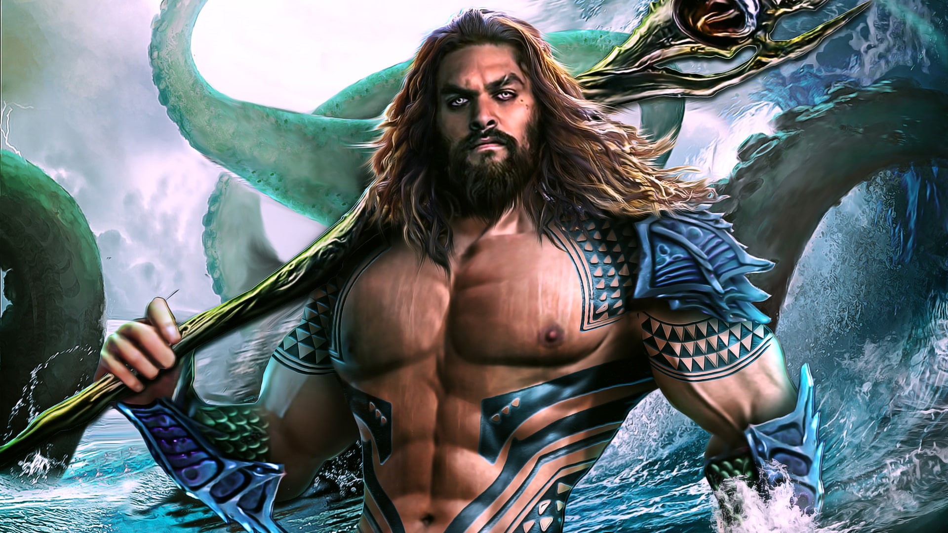 2018 movies, hd, movies, art, digital art, jason momoa, artwork, 1080P, artstation, artist, aquaman, HD Wallpaper