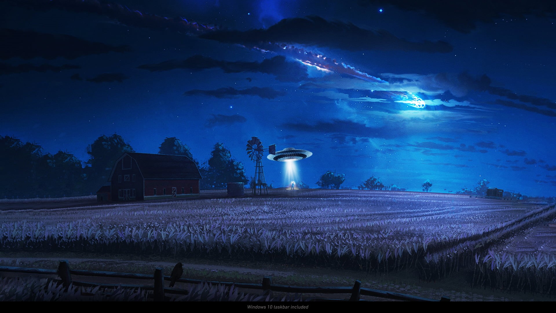 night, ArtStation, science fiction, 1080P, UFO, landscape, HD Wallpaper