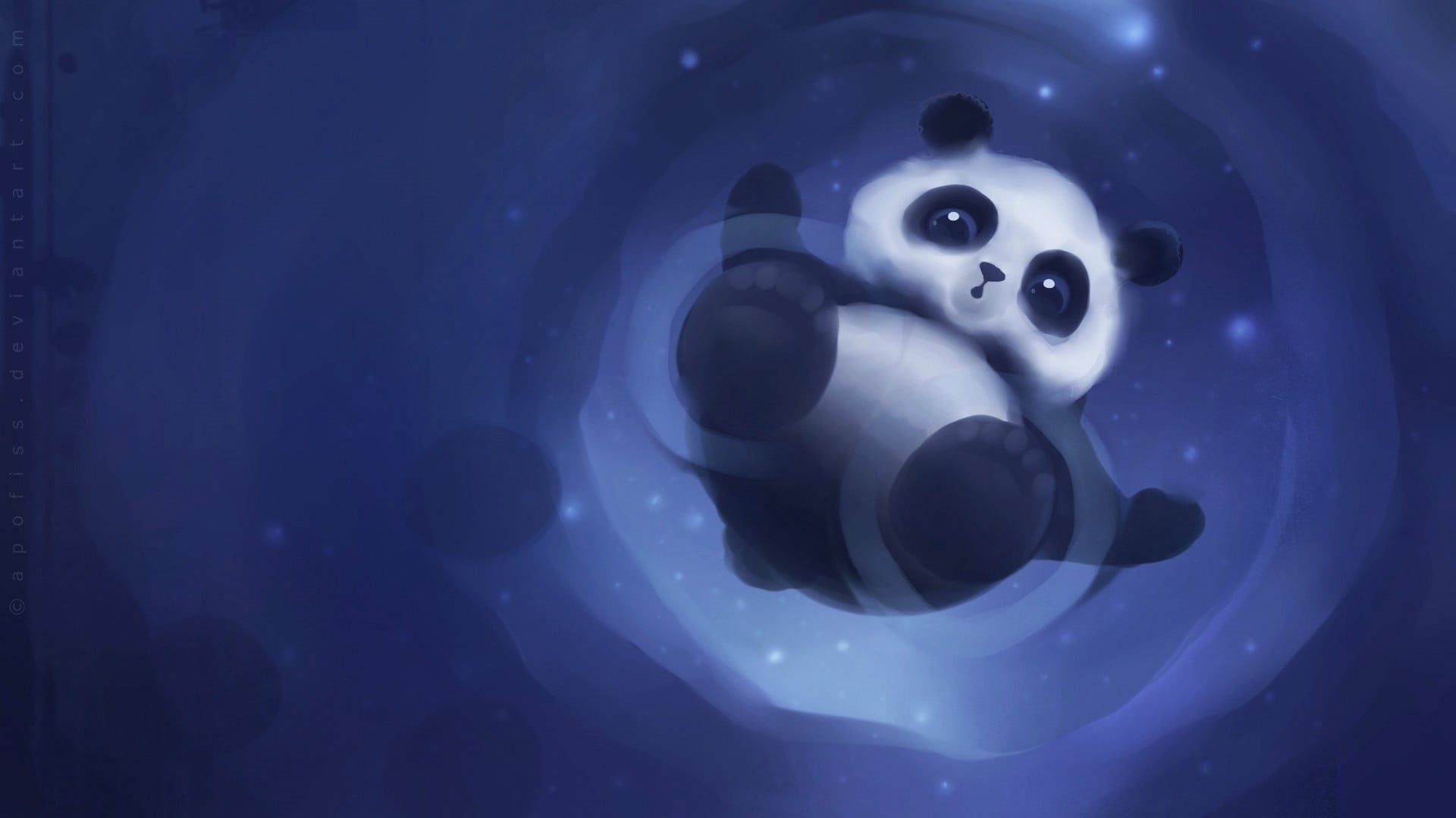 mammal, representation, no people, high angle view, white color, water, ceramics, crockery, fantasy art, blue, art and craft, animal, panda, illustration, HD Wallpaper