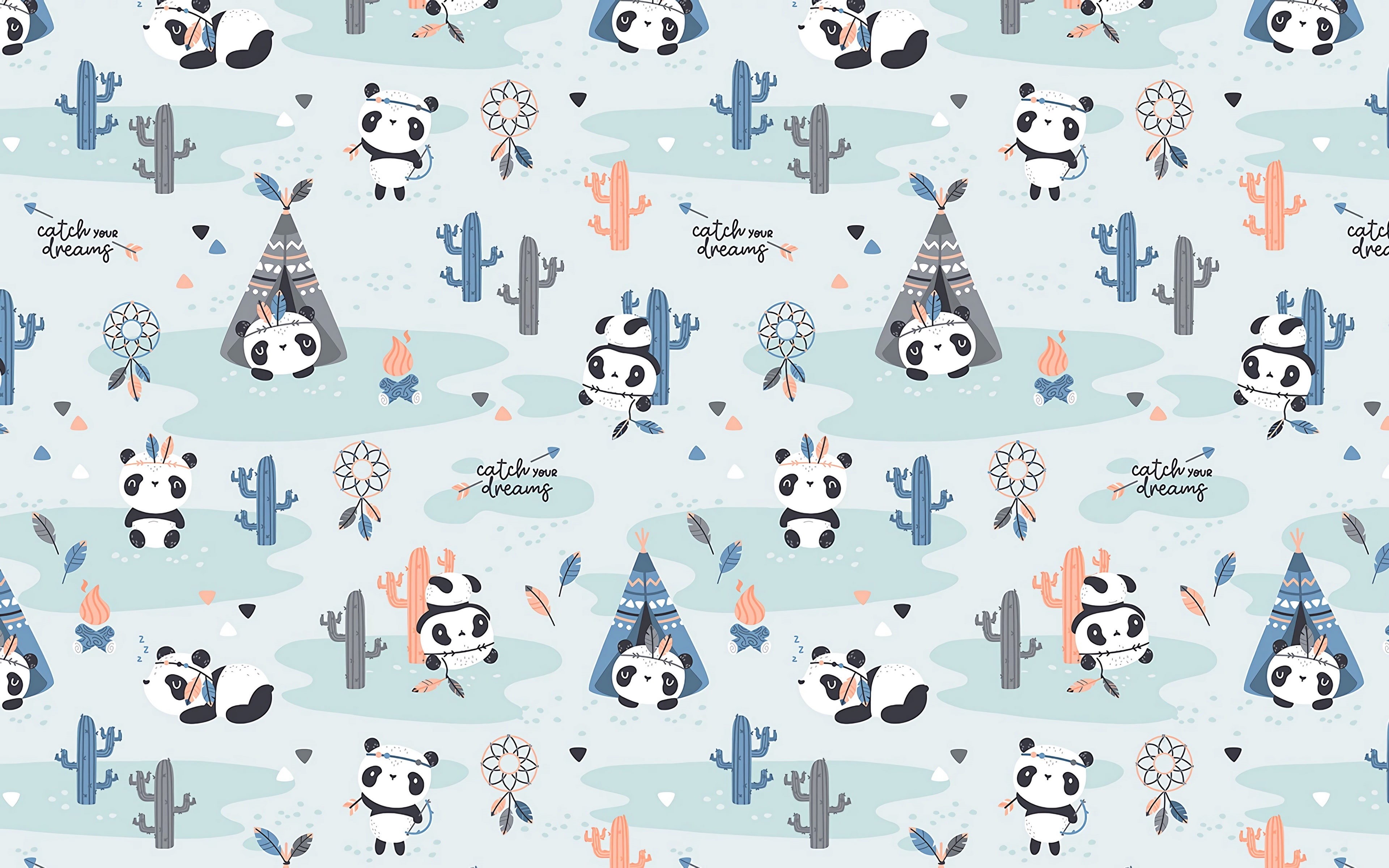 4K, cute, 4k ultra hd background, funny, pattern, pandas, textures, HD Wallpaper