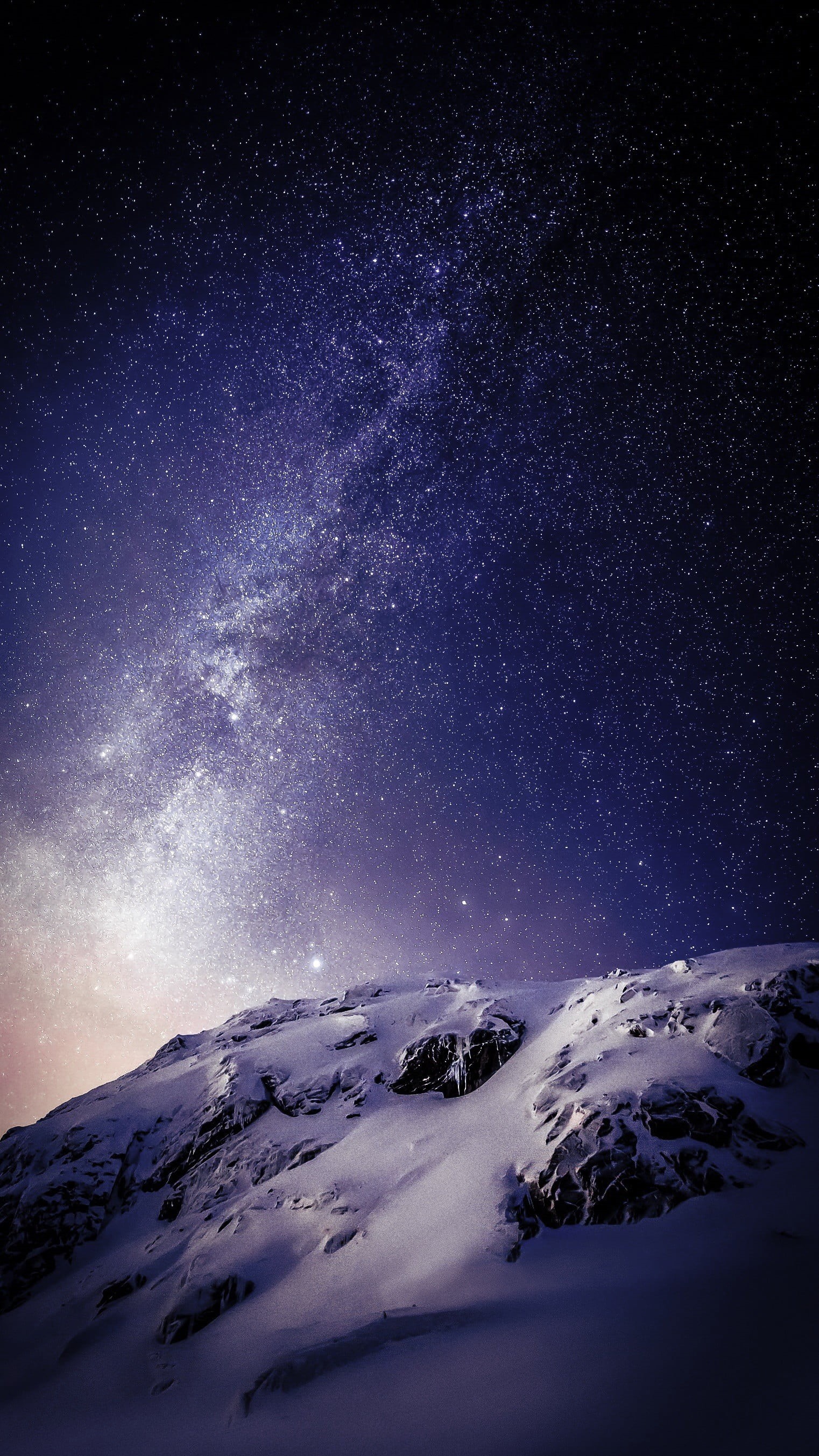 scenics - nature, landscape, 2K, snow, way, portrait display, beauty in nature, mountain peak, iOS, tranquil scene, milky way, environment, cold temperature, Phone HD Wallpaper