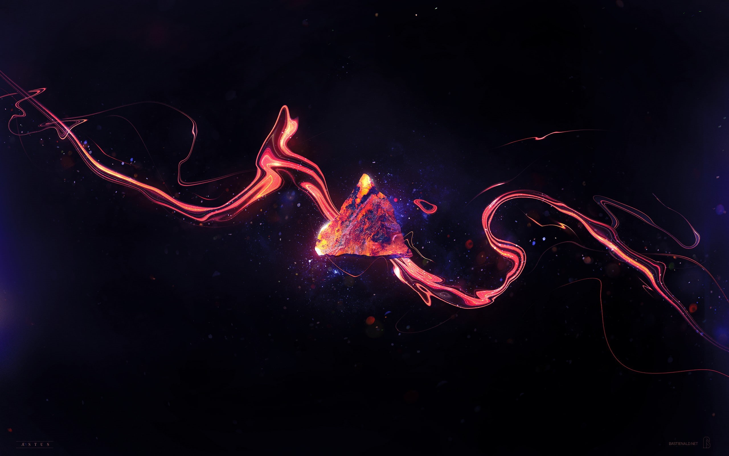 artwork, 3D, colorful, red thing, shapes, 2K, abstract, digital art, glowing, HD Wallpaper