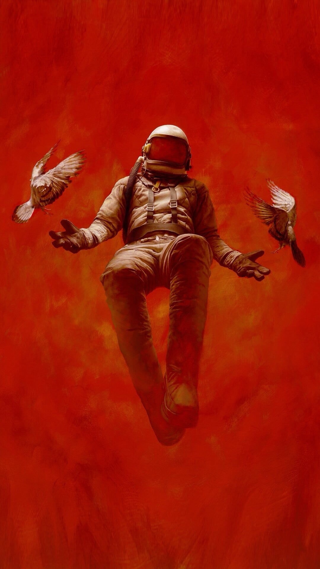 1080P, leather, celebration, indoors, suit, adult, men, high angle view, white, astronaut, full length, helmet, studio shot, one person, minimalism, red, Phone HD Wallpaper