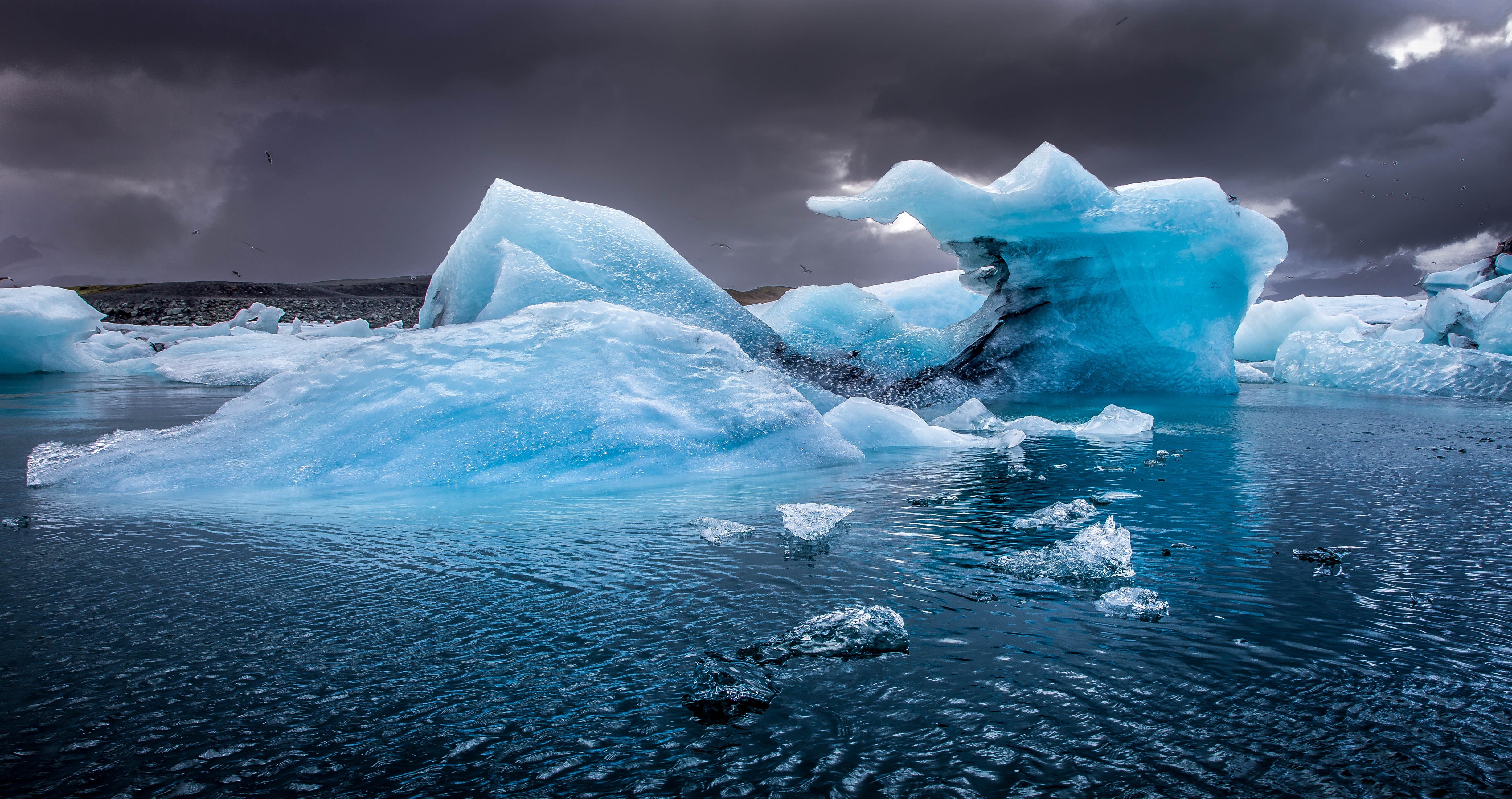 snow, clouds, iceland, lagoon, iceberg - Ice Formation, blue, Jökulsarlon  Iceland, antarctica, water, bergs, jokulsarlon, nature, melting, gray, jokulsarlon Lagoon, HD Wallpaper