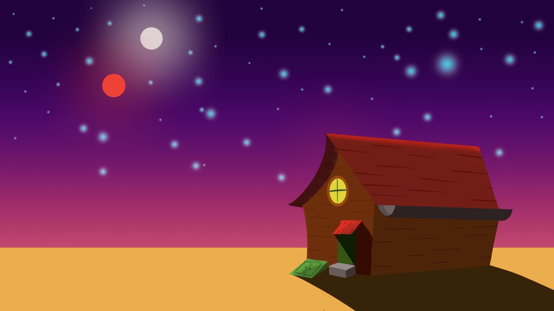 landscape, cartoon, 1080P, house, Courage the Cowardly Dog, HD Wallpaper