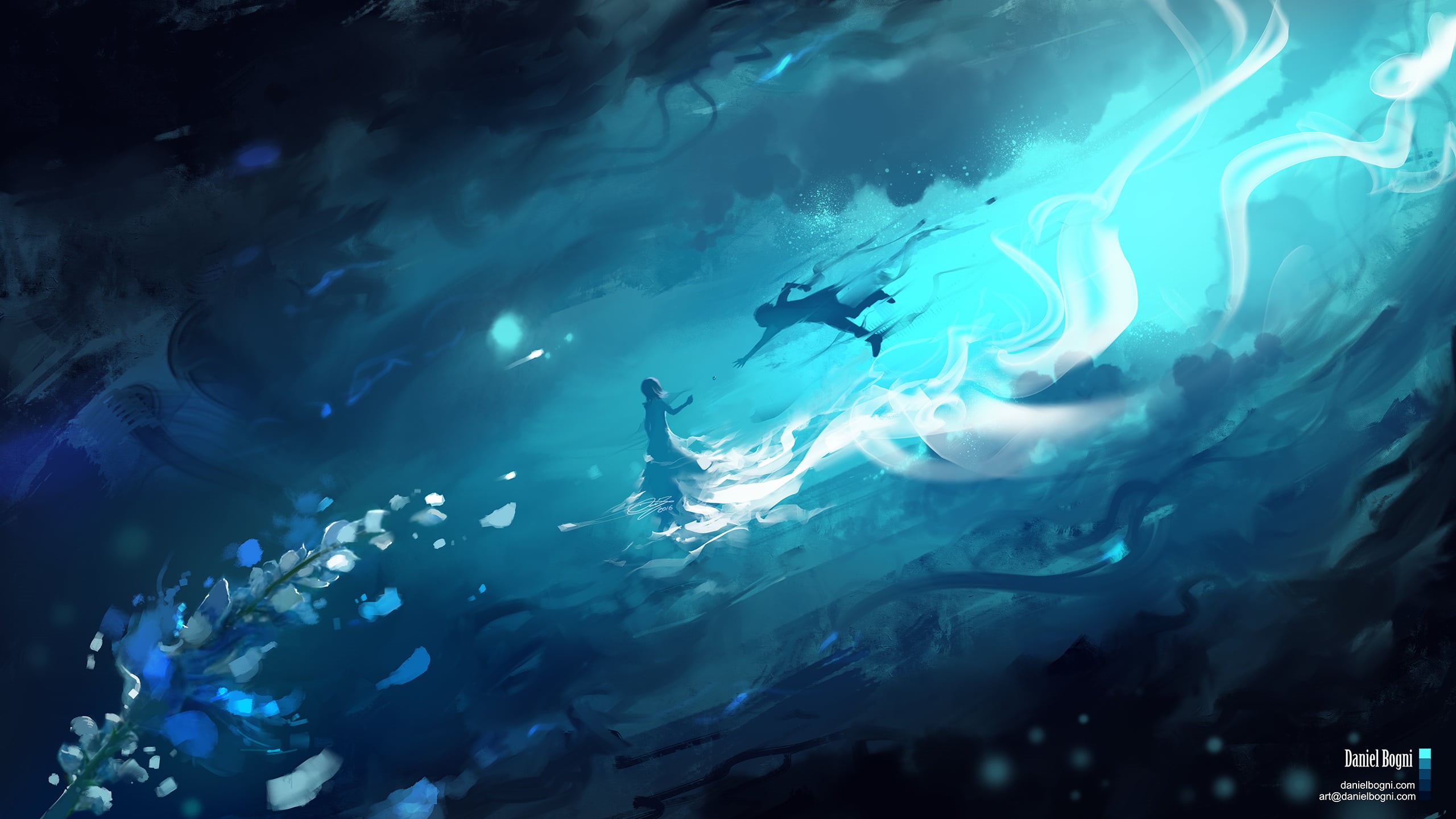 art, swimming, scuba diving, Final Fantasy XV, fish, sea, cyan, sport, fan art, exploration, nature, video games, vertebrate, animals in the wild, HD Wallpaper