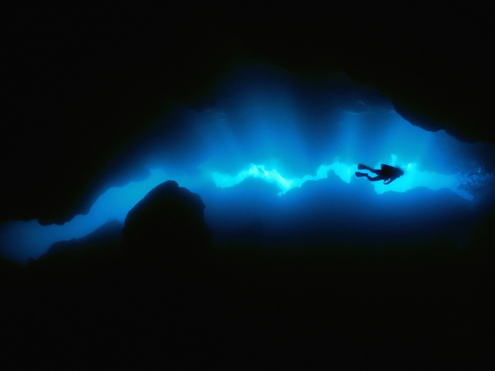 720P, divers, scuba, scuba diving, nature, night, underwater, adventure, sport, activity, sea, water, silhouette, exploration, full length, diving, outdoors, HD Wallpaper