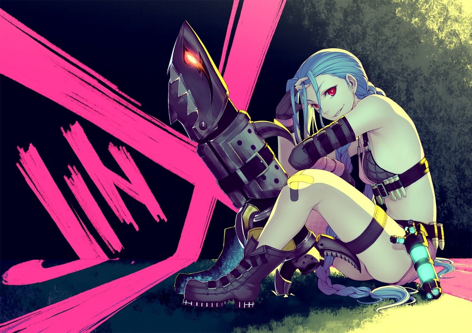 backgrounds, illustration, headwear, full length, poster, people, nature, crash helmet, Jinx (League of Legends), legends, one person, winter sport, space, HD Wallpaper