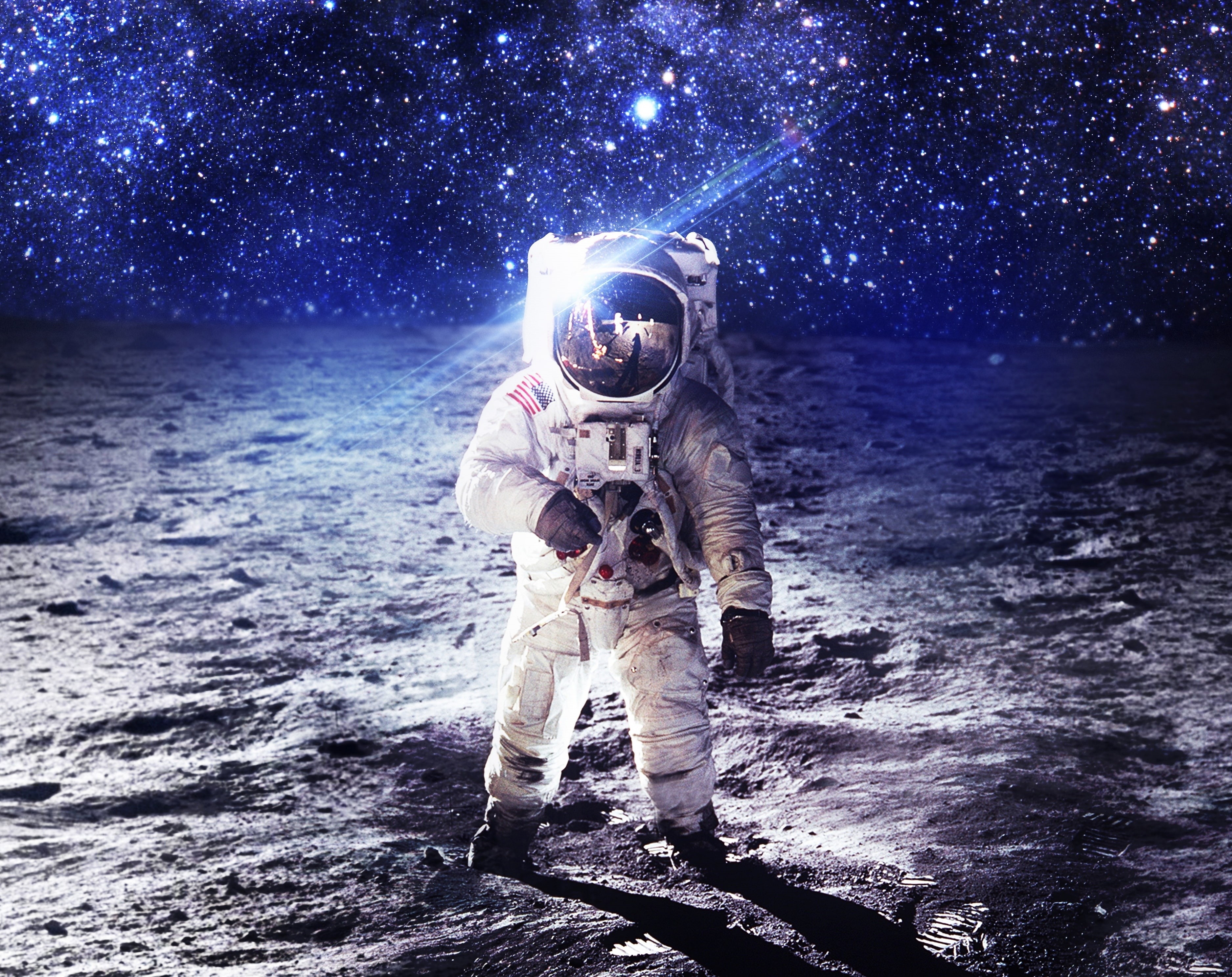 night, occupation, man, 2K, exploration, adventure, space suit, nature, Travel, work helmet, standing, space exploration, obscured face, astronomy, Cosmonaut, HD Wallpaper
