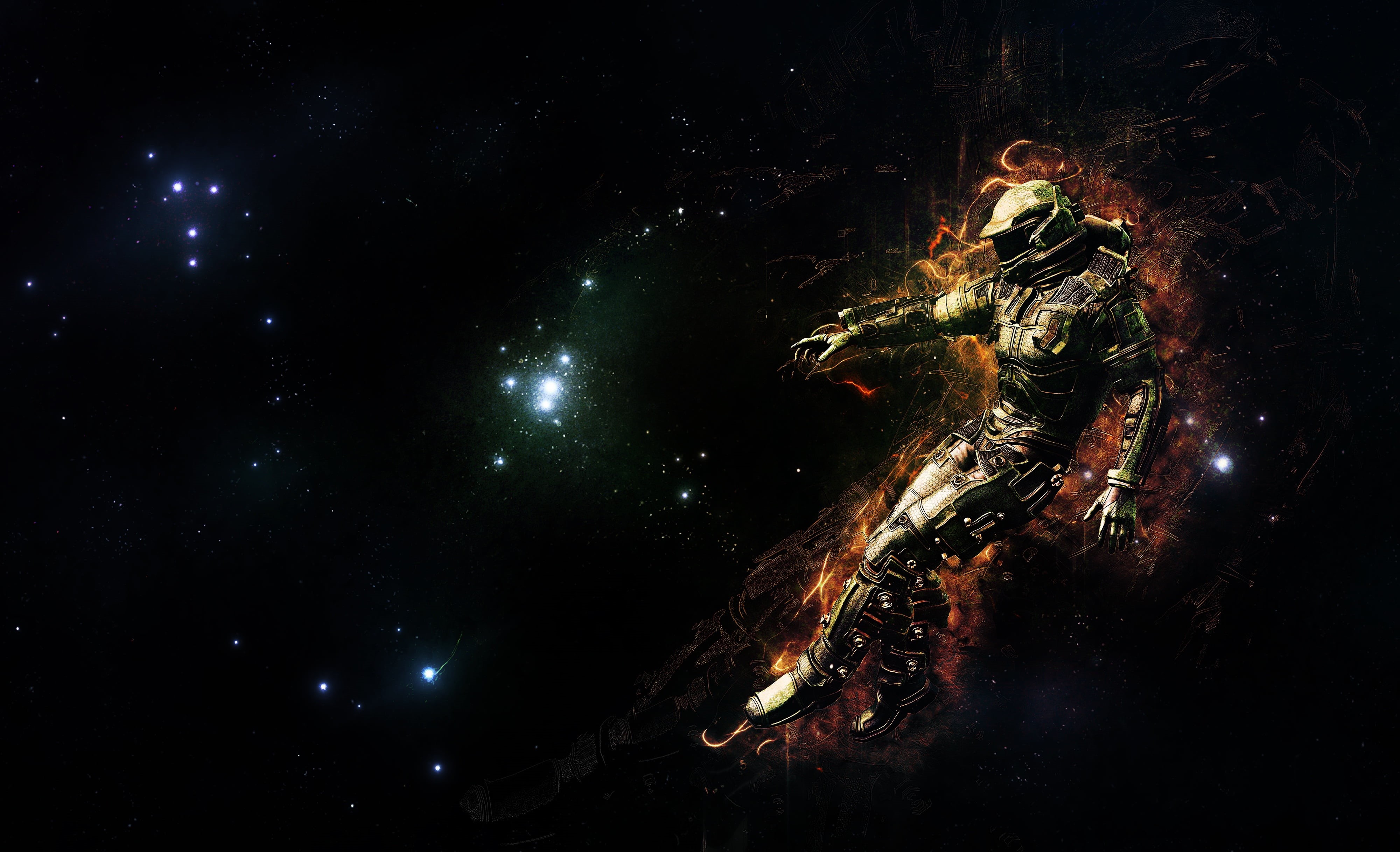 illuminated, astronomy, arts culture and entertainment, galaxy, sky, 4K, one person, dark, underwater, space, astronaut, spacesuit, star - space, HD Wallpaper