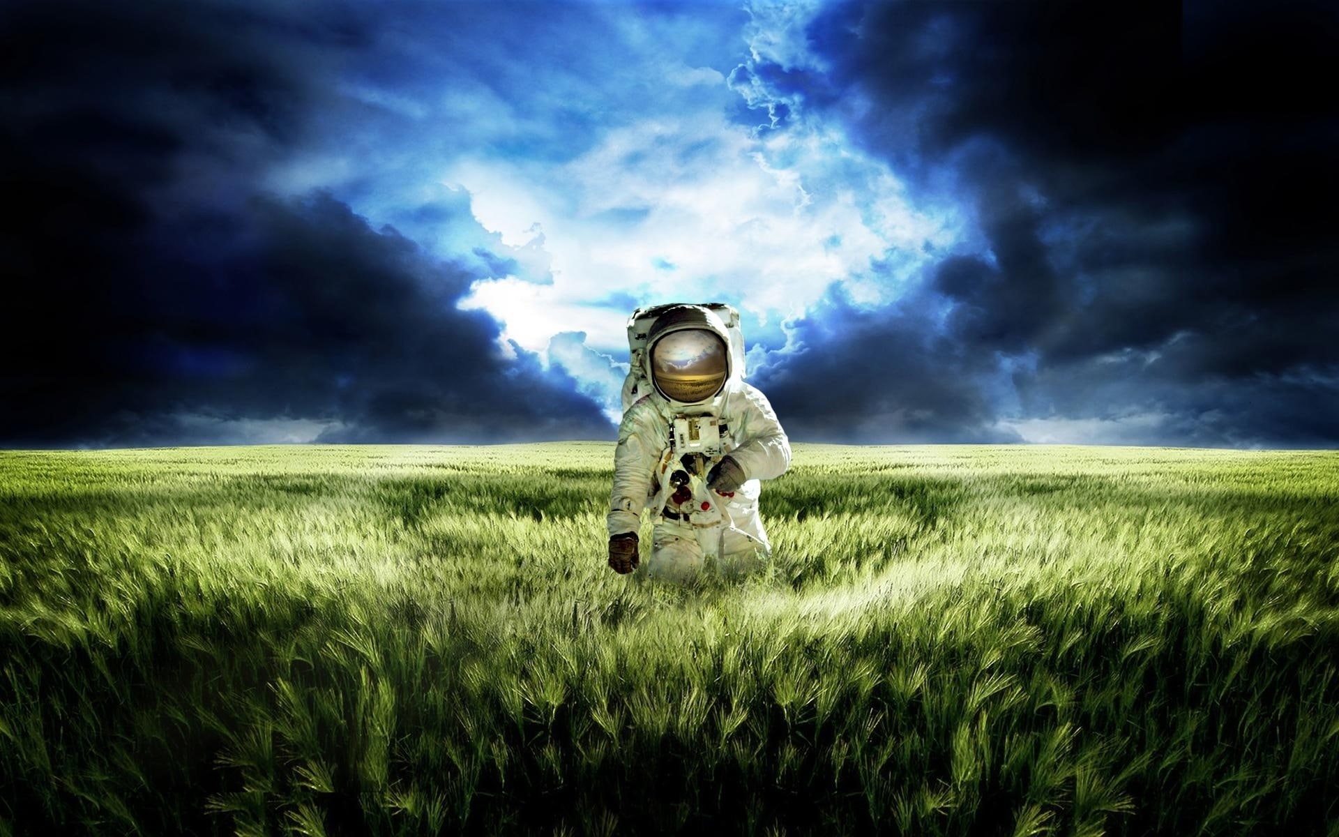 landscape, 1080P, cosmonaut, sky, HD Wallpaper