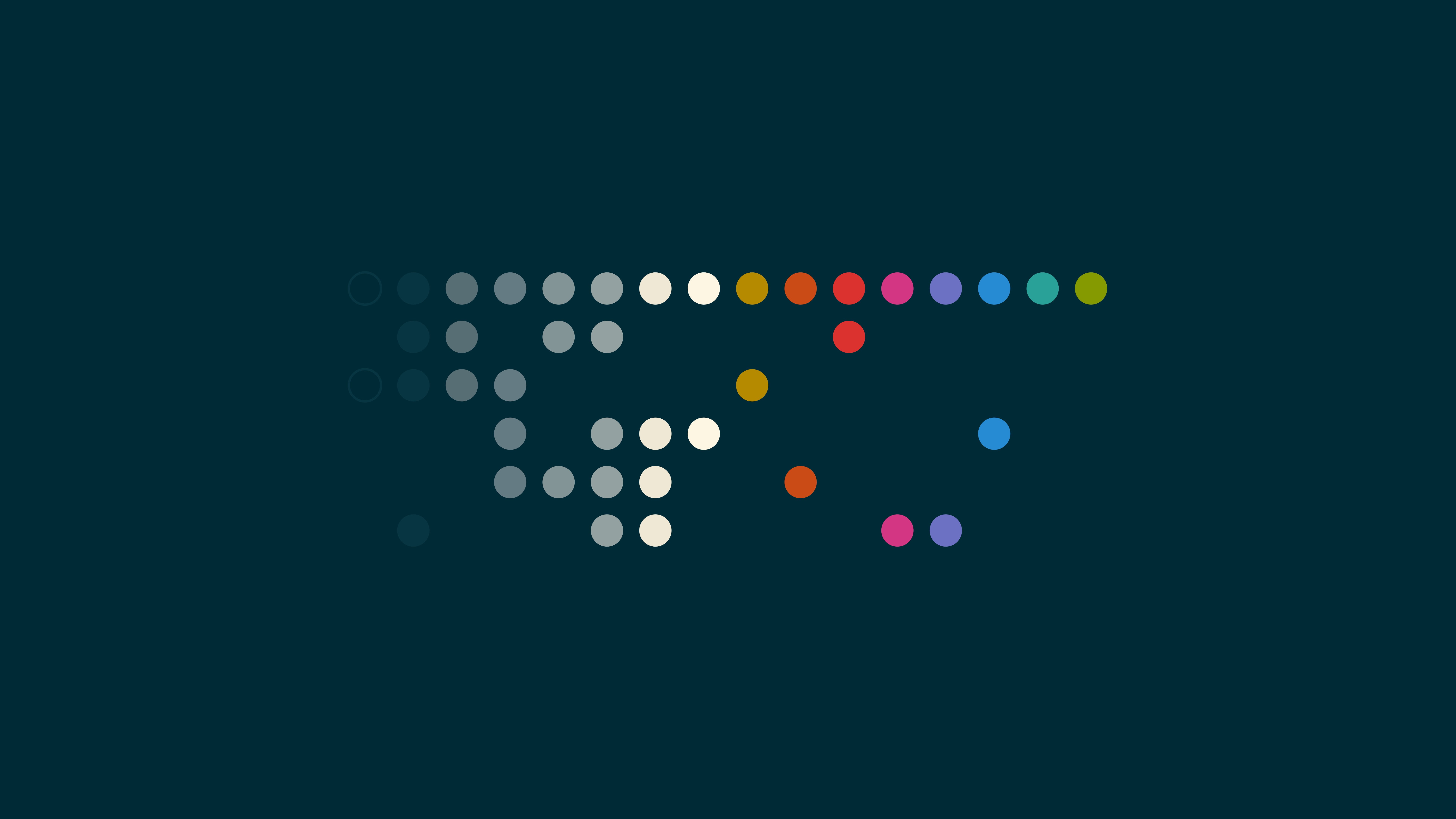 spectrum, blue background, simple background, solarized colorscheme, colorful, minimalism, dots, circle, 8K, HD Wallpaper