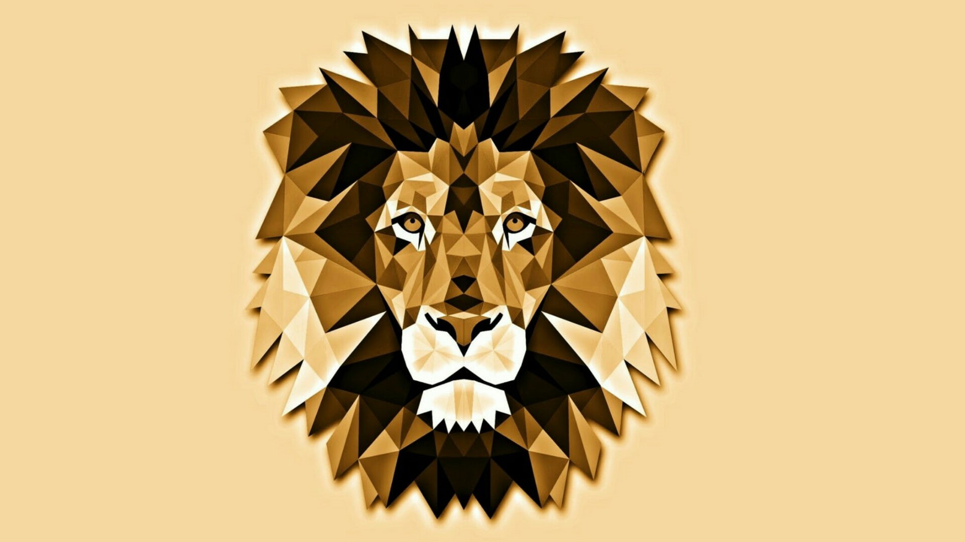 design, low poly, lion, art, head, 1080P, animal, graphics, HD Wallpaper