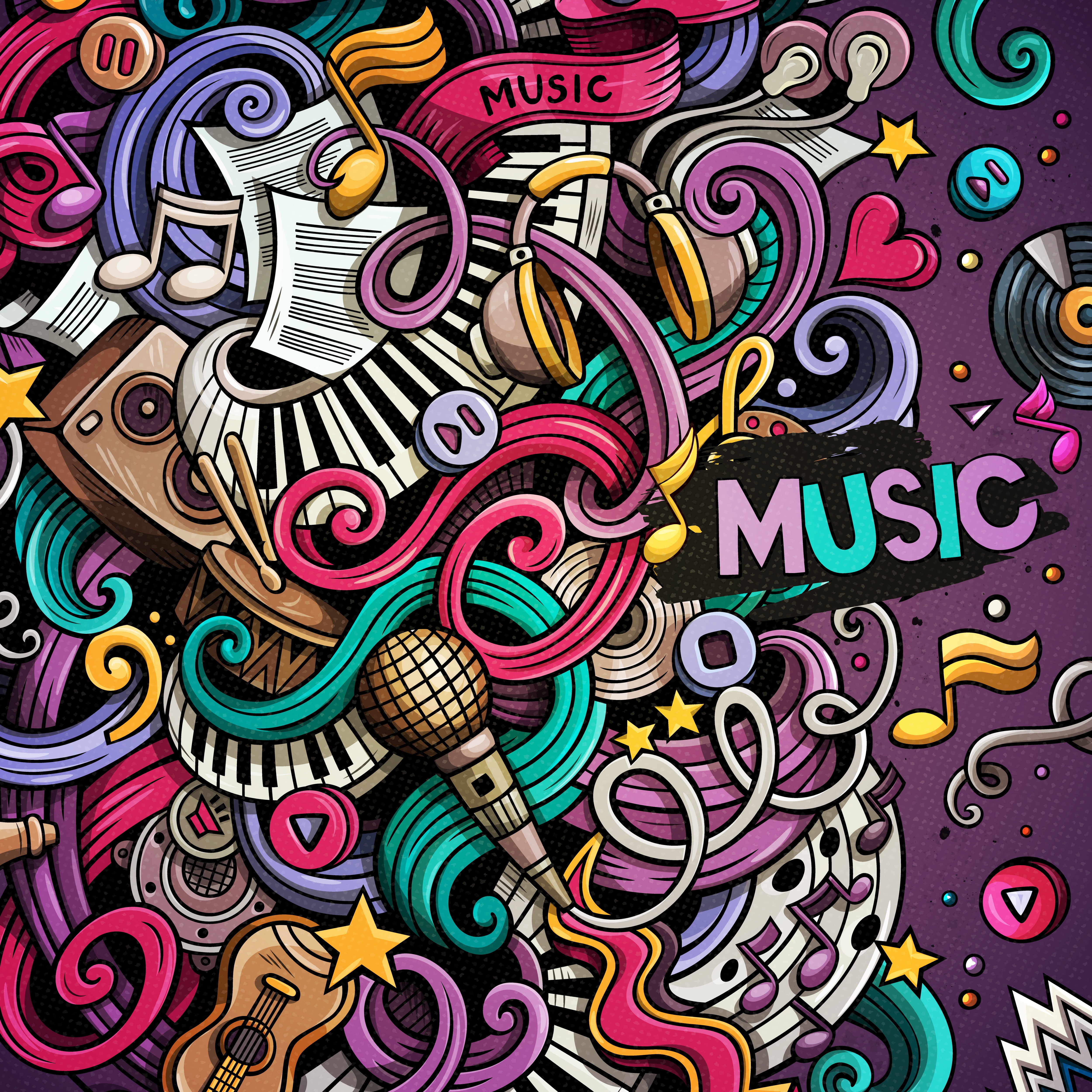 drawing - Art Product, musical instrument, collage, close-up, choice, artwork, decoration, symbol, vibrant color, large group of objects, design, assorted, Phone HD Wallpaper