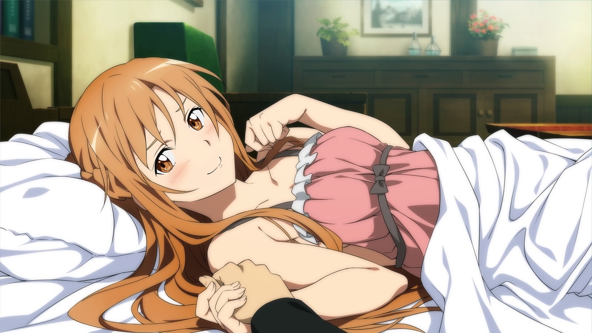 1080P, woman, home interior, bed, human representation, day, Sword Art Online, brown, lifestyles, domestic room, mammal, female likeness, creativity, Yuuki Asuna, HD Wallpaper
