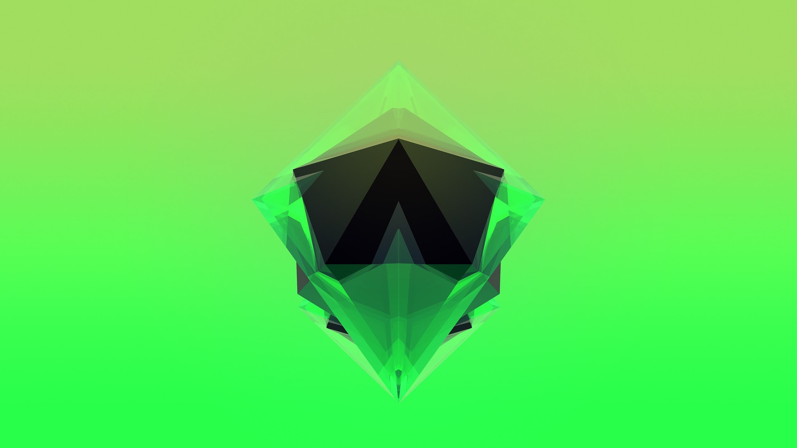 Facets, indoors, single object, umbrella, green color, multi colored, copy space, nature, simple, sign, digital art, architecture, triangle shape, HD Wallpaper