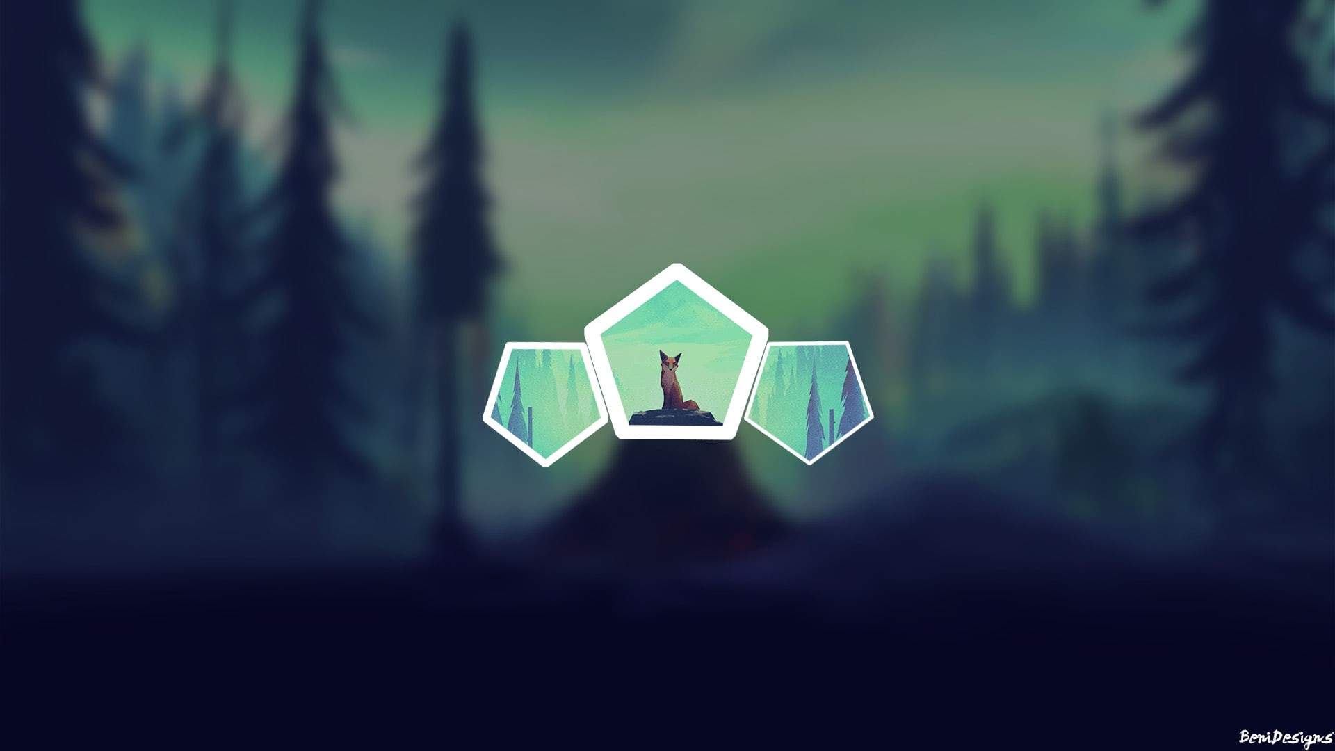 1080P, blurred, fox, animals, pentagons, HD Wallpaper