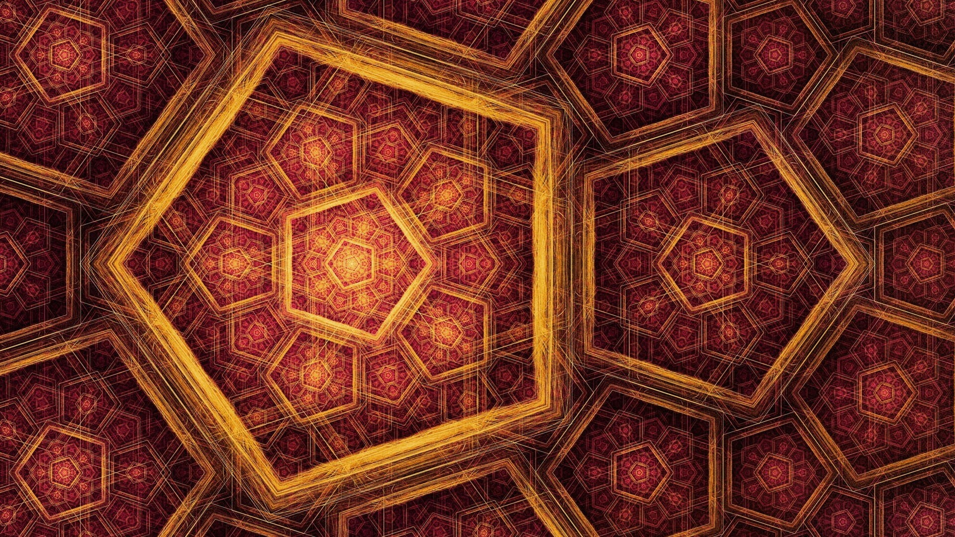 1080P, geometry, digital art, pentagons, fractal, abstract, HD Wallpaper