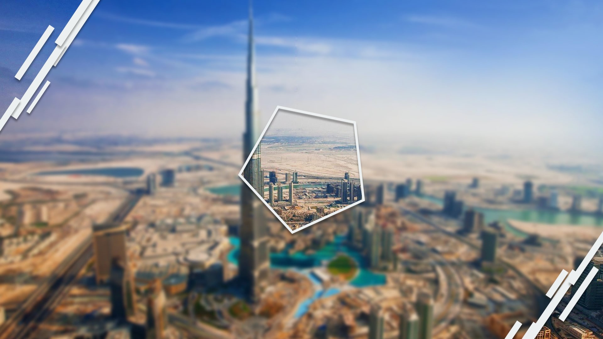 1080P, city dubai digital art pentagon blurred sky geometry, HD Wallpaper