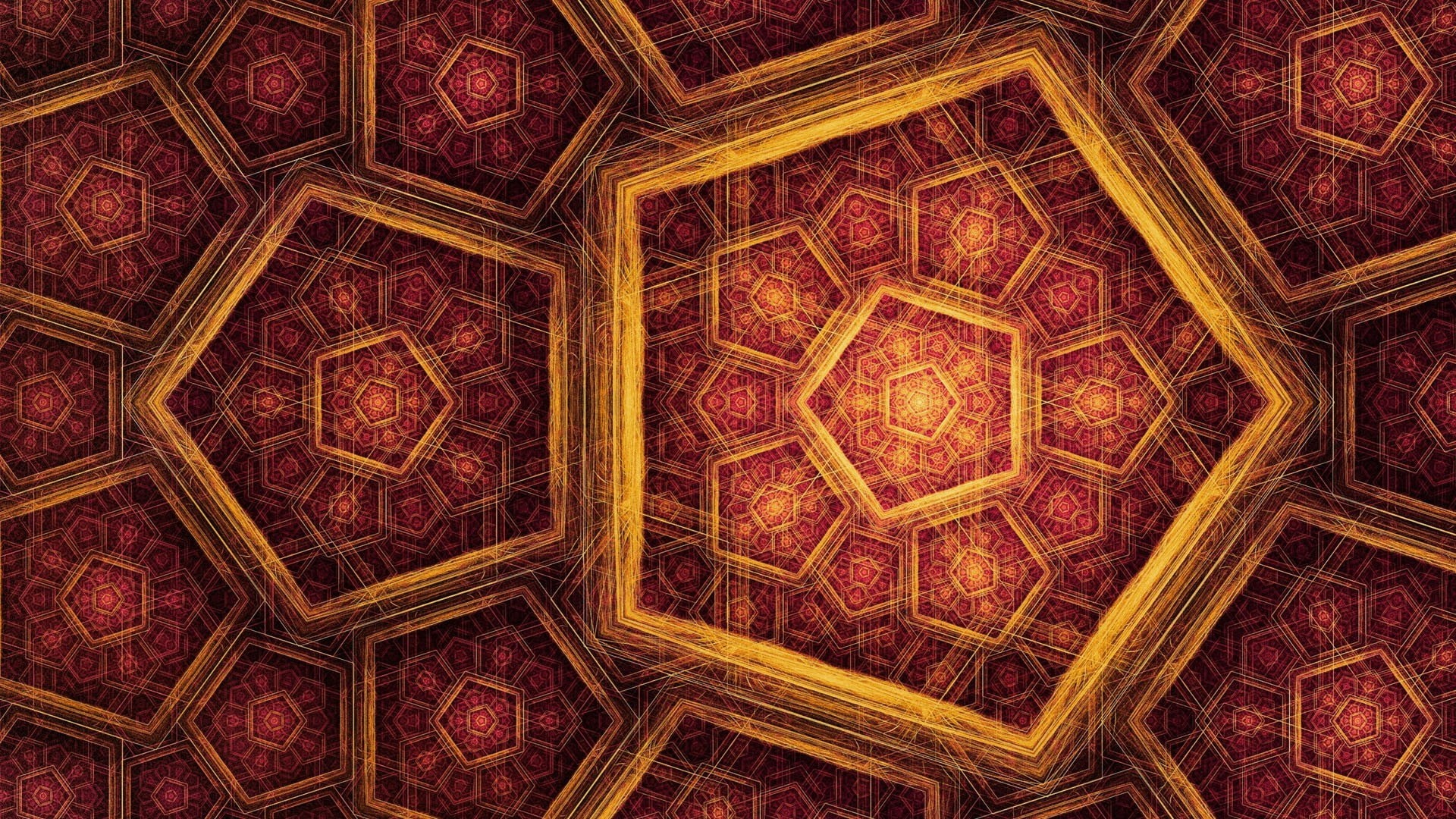full frame, hexagon, pentagons, 1080P, digital art, multi colored, geometric shape, craft, ornate, ceiling, Fractal, directly below, design, shape, the past, HD Wallpaper