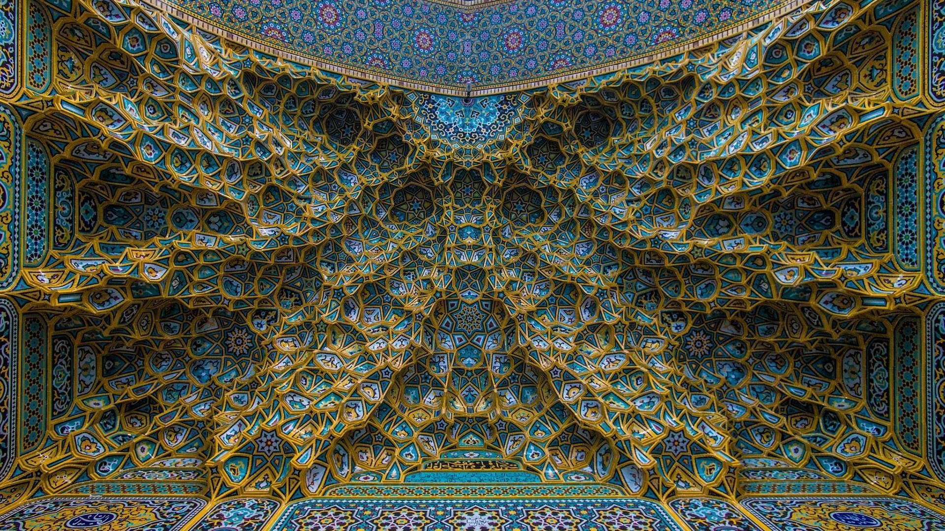 the past, art and craft, texture, ornate, floral pattern, pattern, ceiling, islam, art, multi colored, spirituality, 1080P, religion, built structure, HD Wallpaper