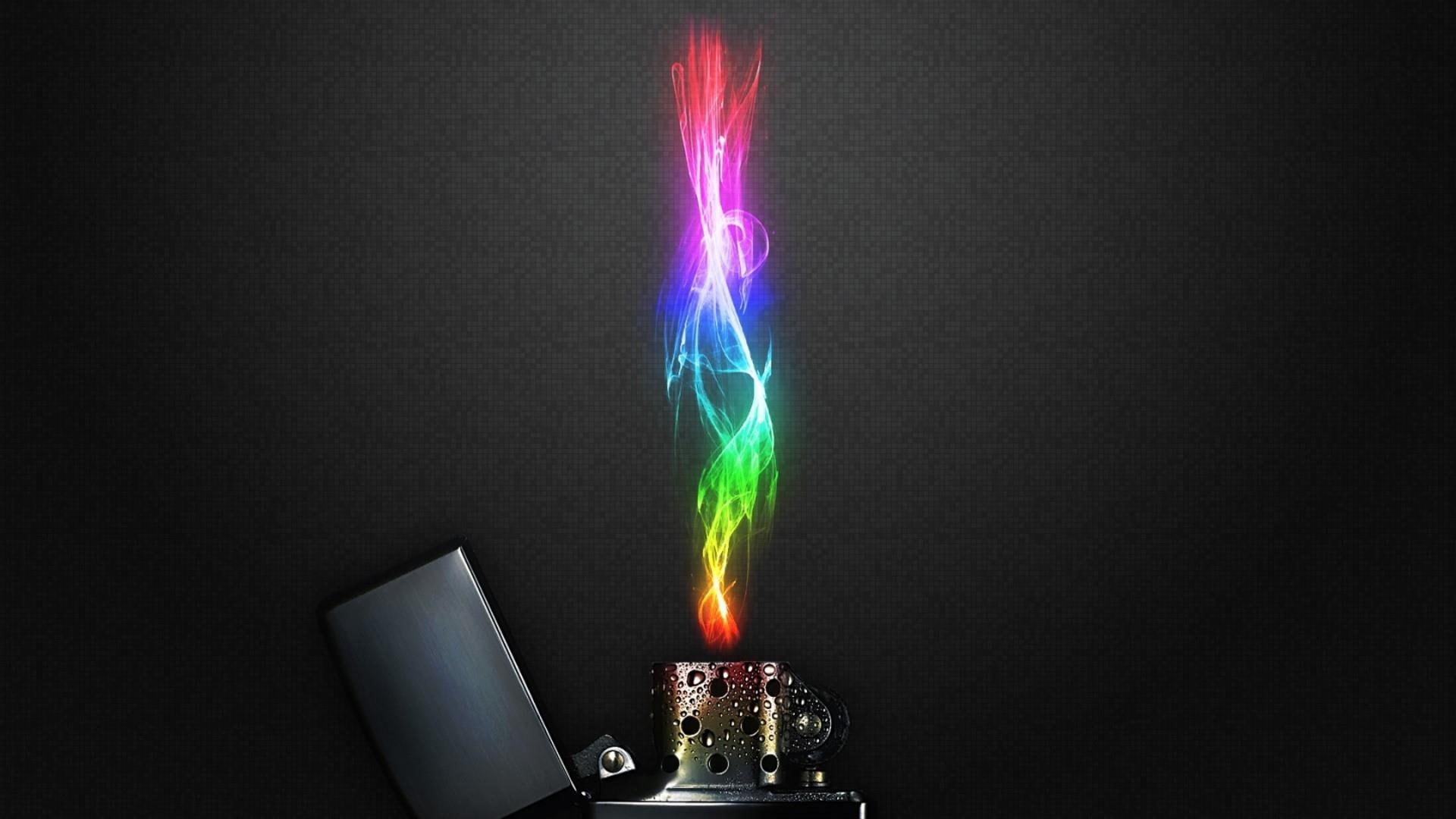 colors, dark, fantasy, frames, fire, colorful, special effects, colored flames, lighter, 1080P, rainbow, HD Wallpaper