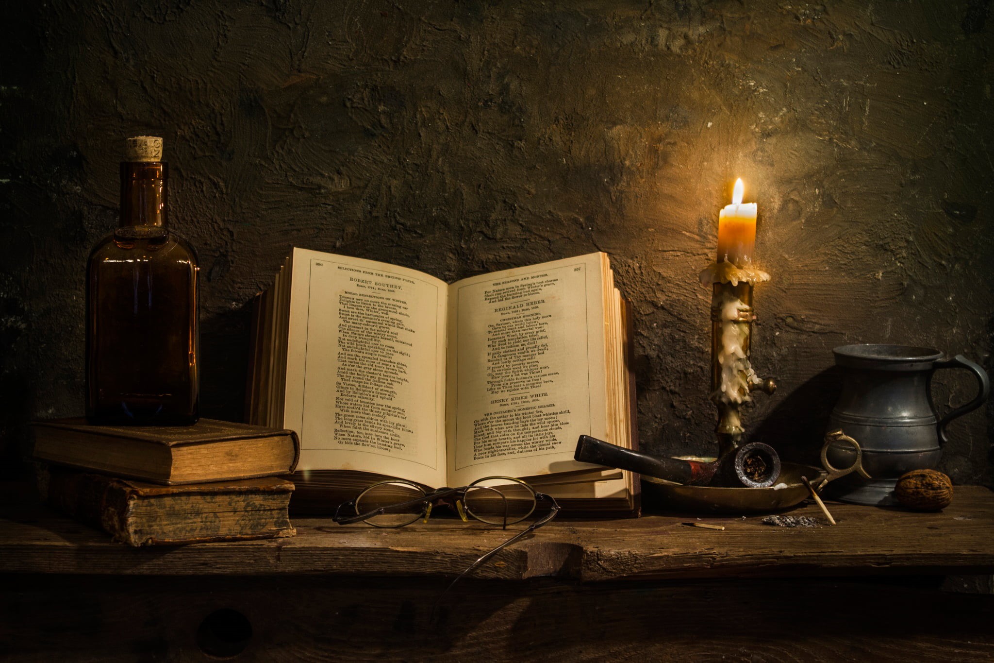 book, religion, candle, fire, glasses, christianity, framed, burning, candlestick holder, 1080P, old-fashioned, indoors, spirituality, wood - Material, HD Wallpaper