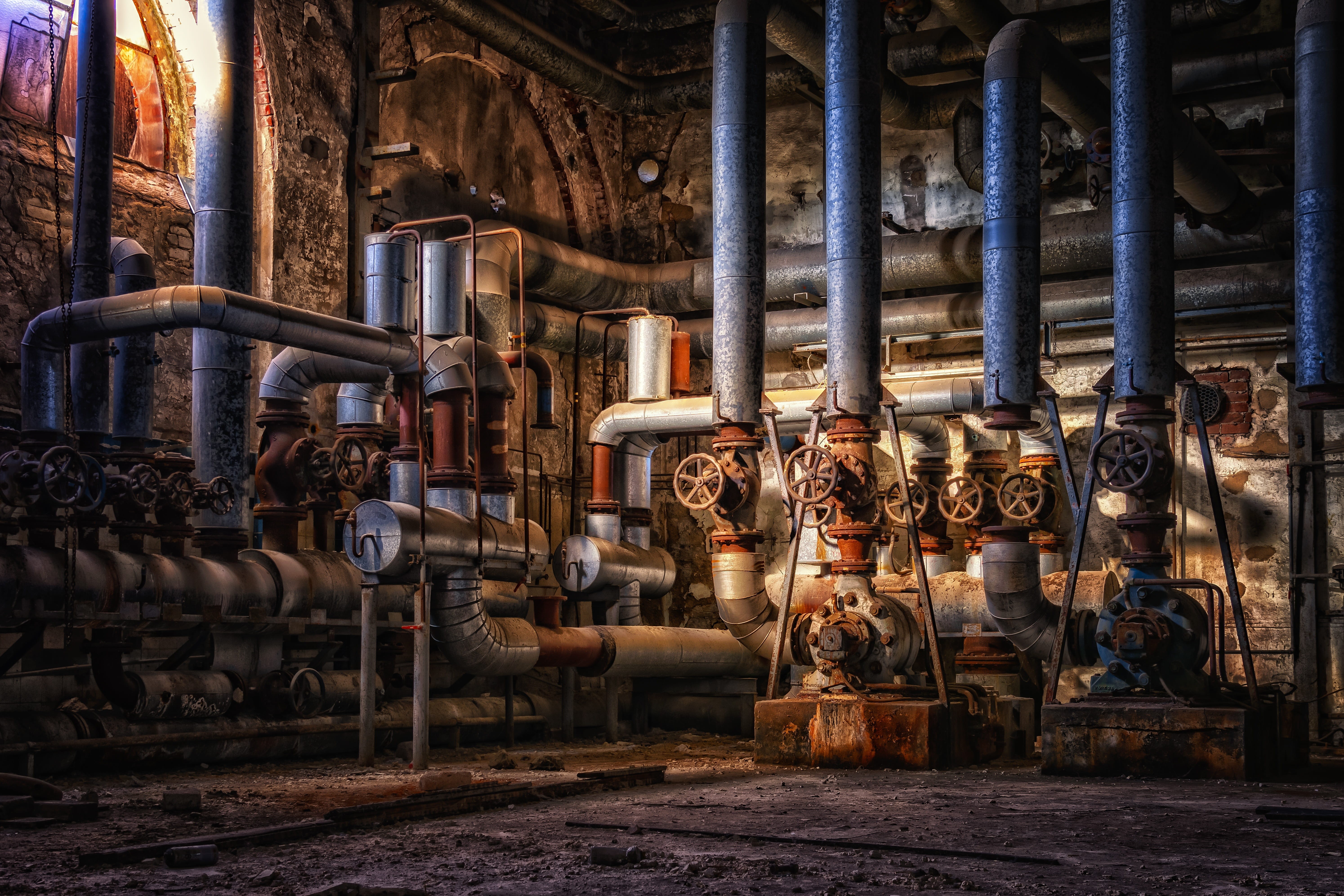 mood, spirituality, art and craft, sculpture, forgotten places, built structure, human representation, pipes, weird, metal, keller, creativity, plant, lost places, HD Wallpaper