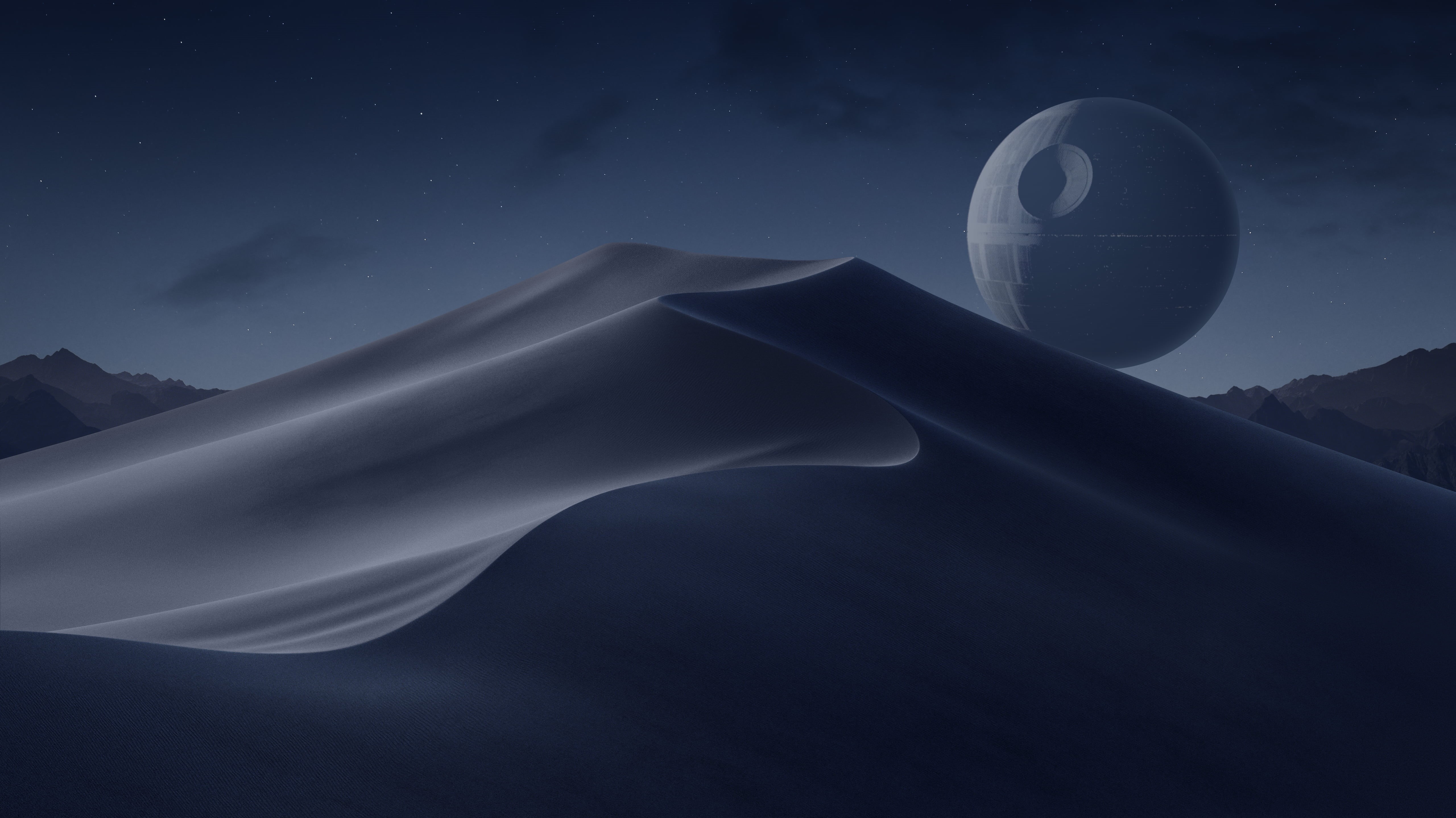dune, sand, 5K, Star Wars, Death Star, night, HD Wallpaper
