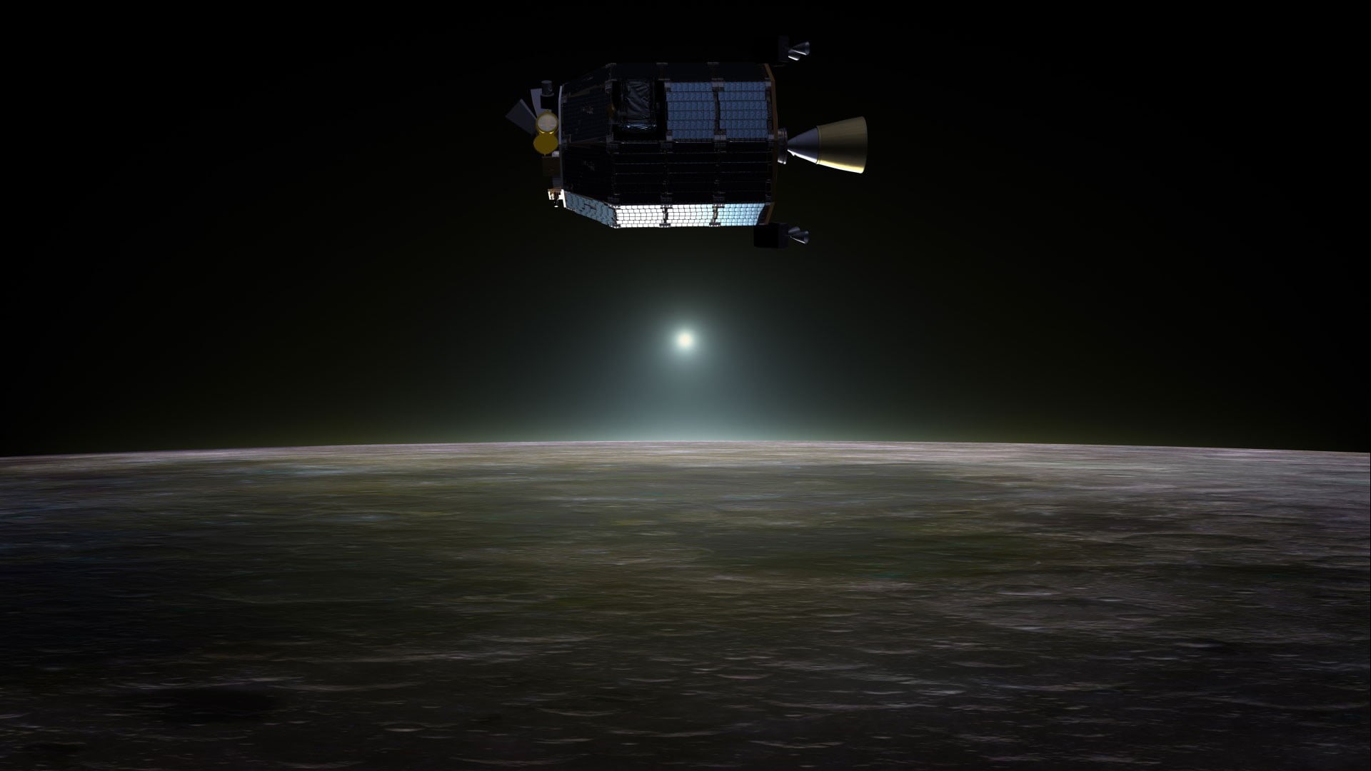 illuminated, LADEE, 1080P, projection, nature, outdoors, NASA, mode of transportation, security, concept art, motion, no people, spaceship, transportation, HD Wallpaper