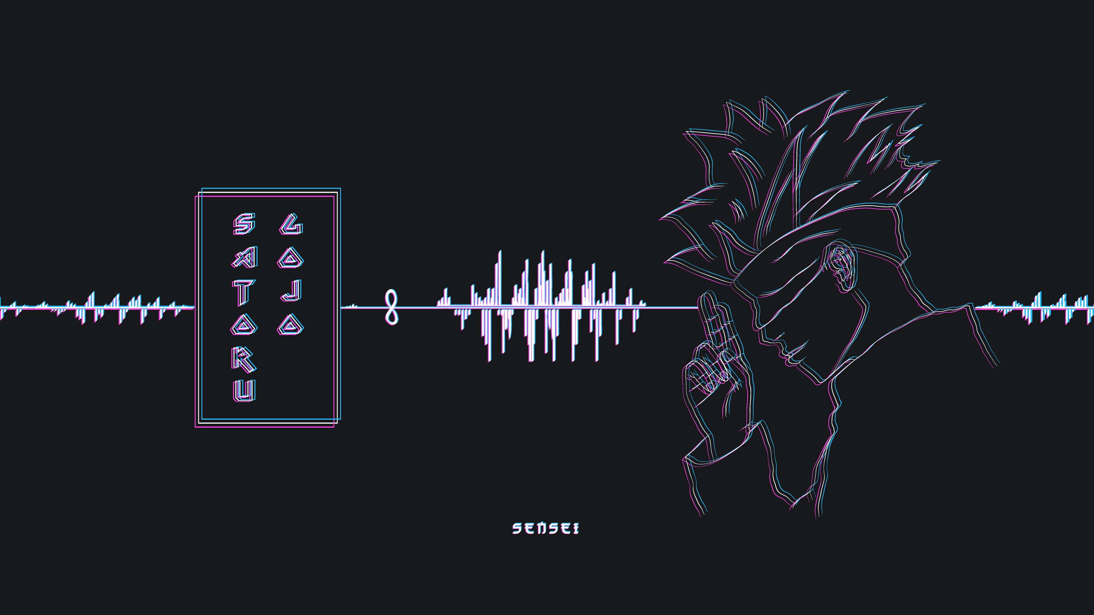 Satoru Gojo, Jujutsukaisen, dark, dark background, 4K, Sensei, glitch art, Jujutsu Kaisen, HD Wallpaper