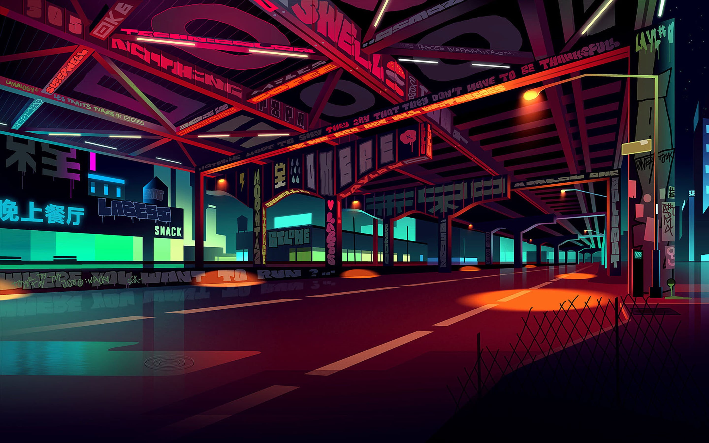 road, vaporwave, 2K, Japan, digital, HD Wallpaper