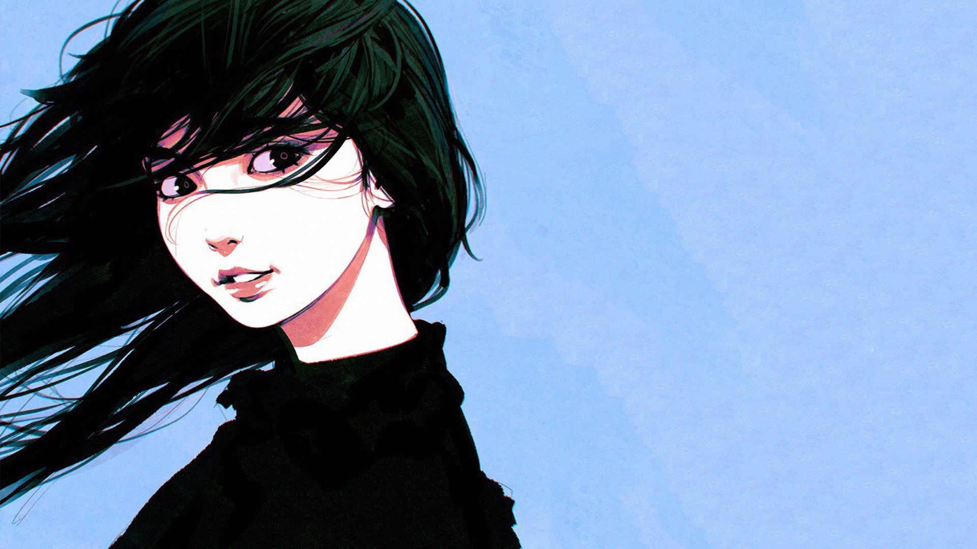 Ilya Kuvshinov, spooky, character, real people, make-up, lifestyles, 1080P, young adult, looking at camera, adult, illustration, hair, fashion, female, HD Wallpaper