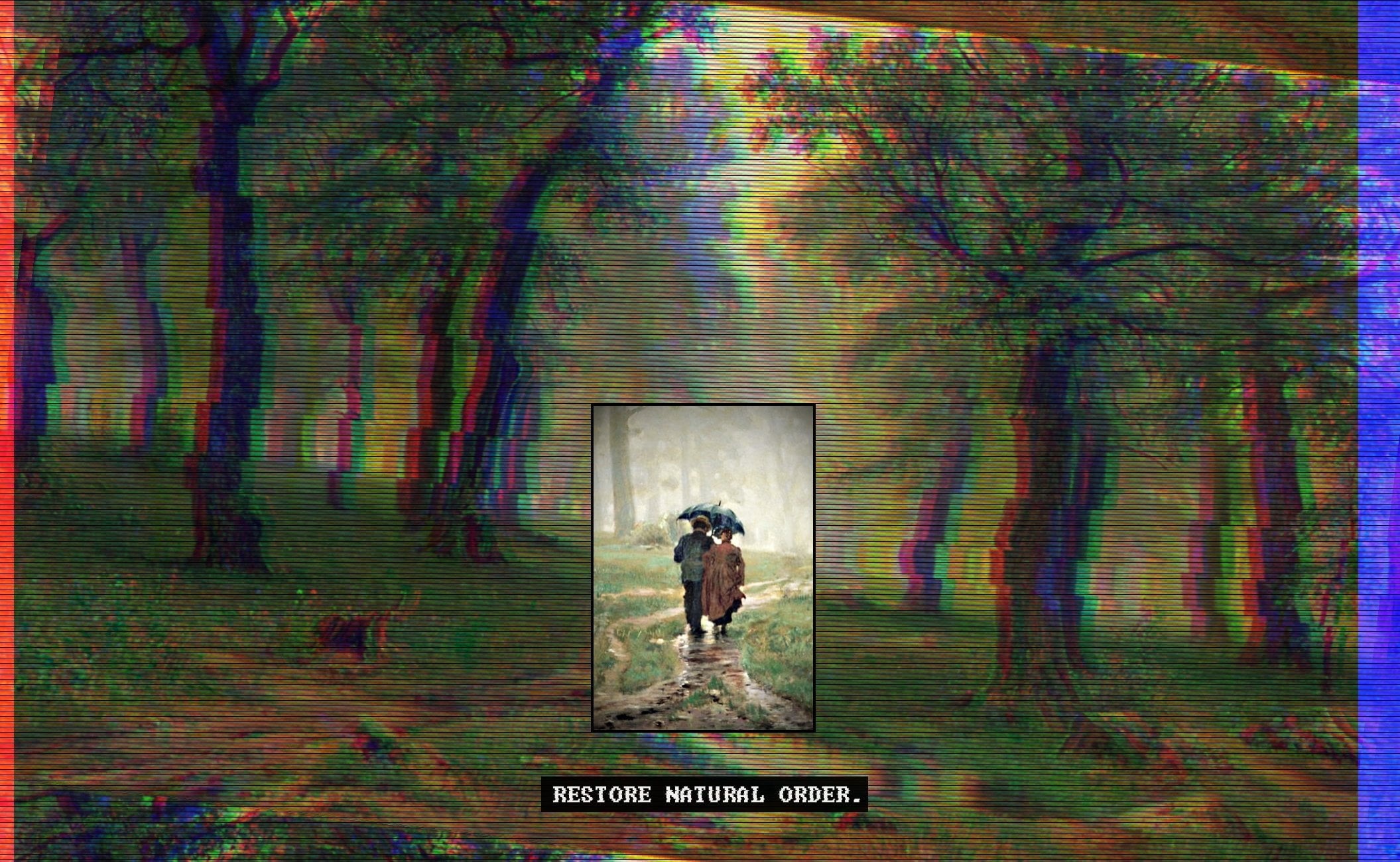rain, 1080P, vaporwave, couple, glitch art, Europe, fashwave, nature, HD Wallpaper